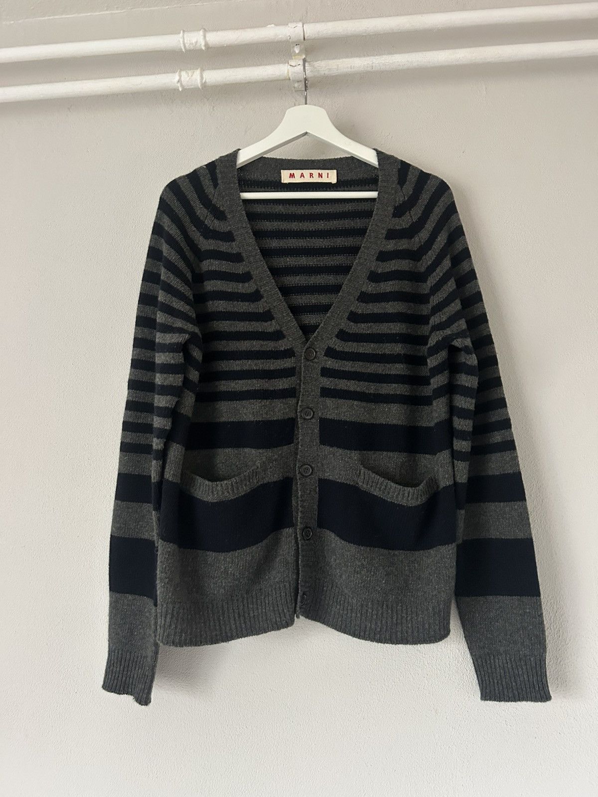Marni Marni Striped Wool-Cashmere Cardigan Size US M / EU 48-50 / 2 - 1 Thumbnail