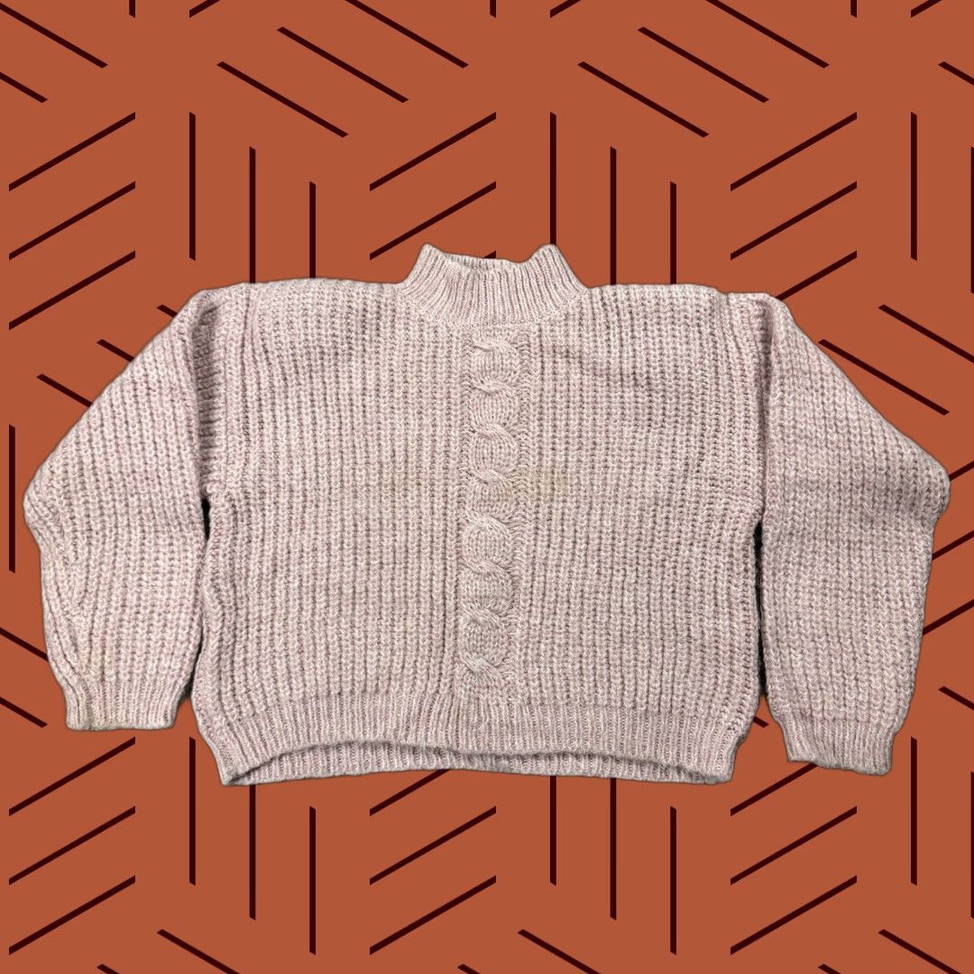 Pinko VTG Tarazzia 80s Fuzzy Knit Crop Sweater Pullover Mock Neck WMNS L Pink 1980s Oversized Womens L Size L / US 10 / IT 46 - 1 Thumbnail