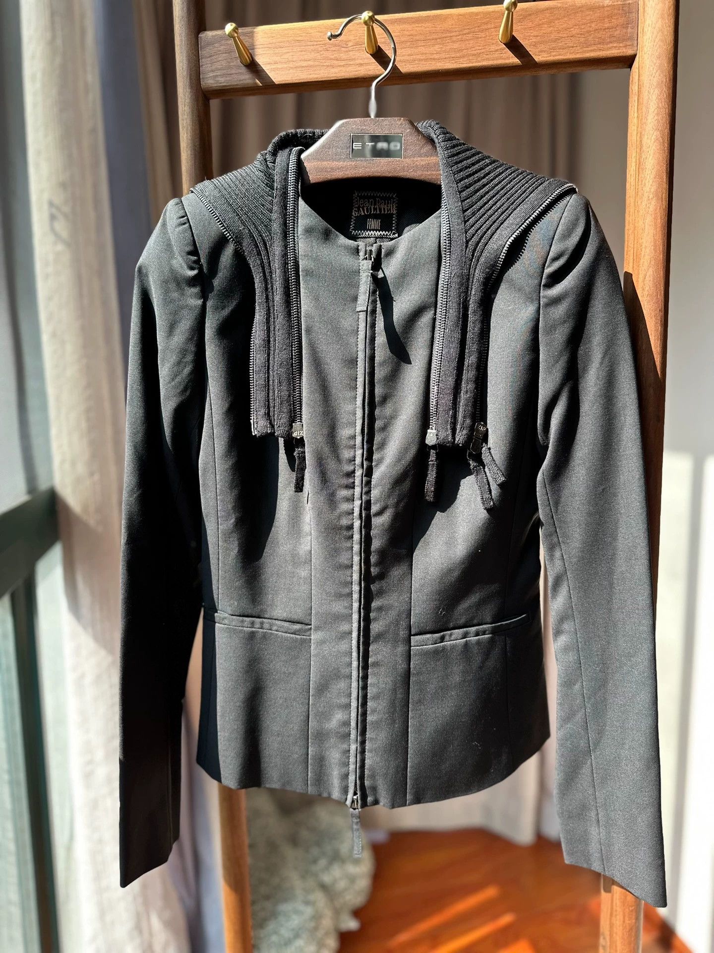 Jean Paul Gaultier JPG Wool Jacket Deconstructed Collar Silk Lining New Size XS / US 0-2 / IT 36-38 - 1 Thumbnail