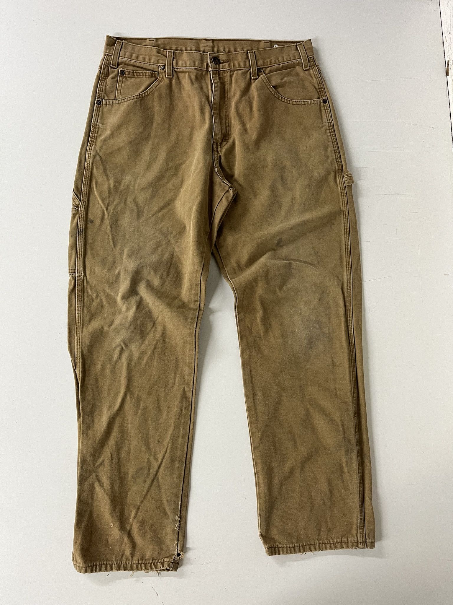 Carhartt Vitnage 2000s Dickies Canvas Carhartt Style Carpenter Wide Leg Cargo Pants Size 34 Size US 34 / EU 50 - 1 Thumbnail