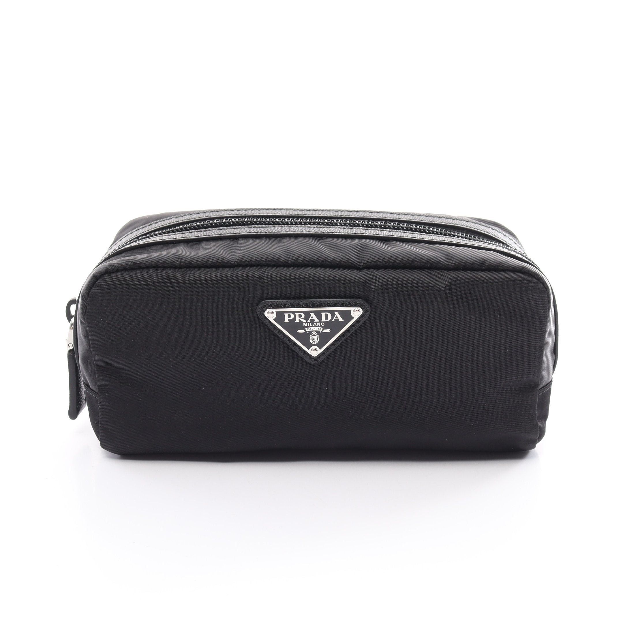Prada Prada Tessto Saffian Pouch Nylon Saffiano Leather Black Size ONE SIZE - 1 Thumbnail
