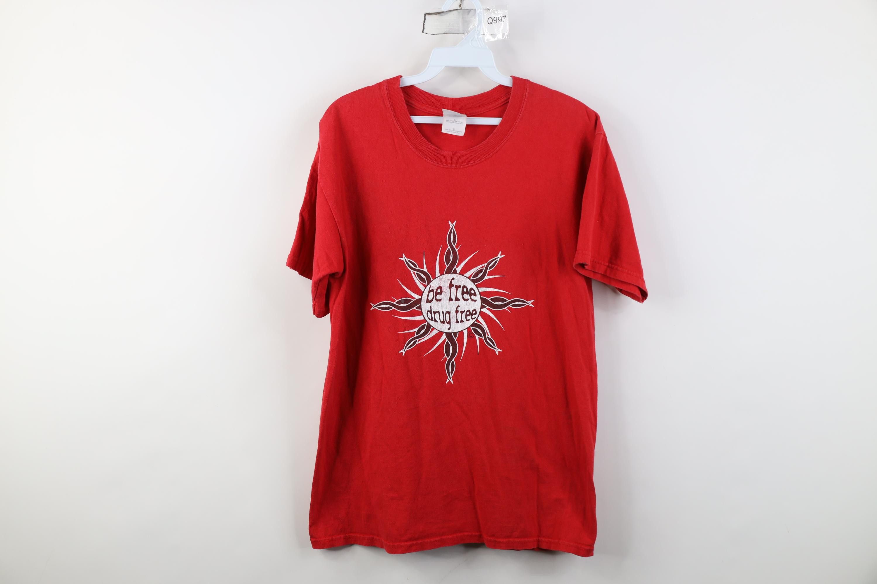 Vintage Vintage Y2K Streetwear Tribal Sun Be Free Drug Free T-Shirt Size US M / EU 48-50 / 2 - 1 Thumbnail