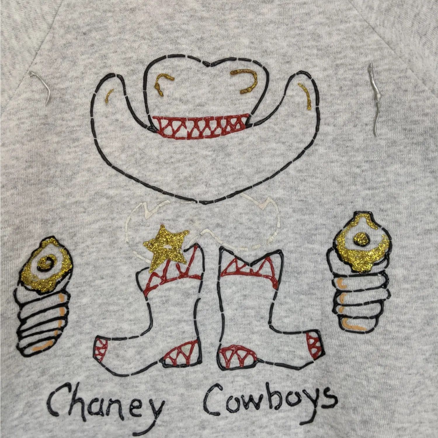 Hanes × Vintage Vintage 90's HANES Chaney Cowboys Kid Drawing Jumper Size XL / US 12-14 / IT 48-50 - 5 Thumbnail