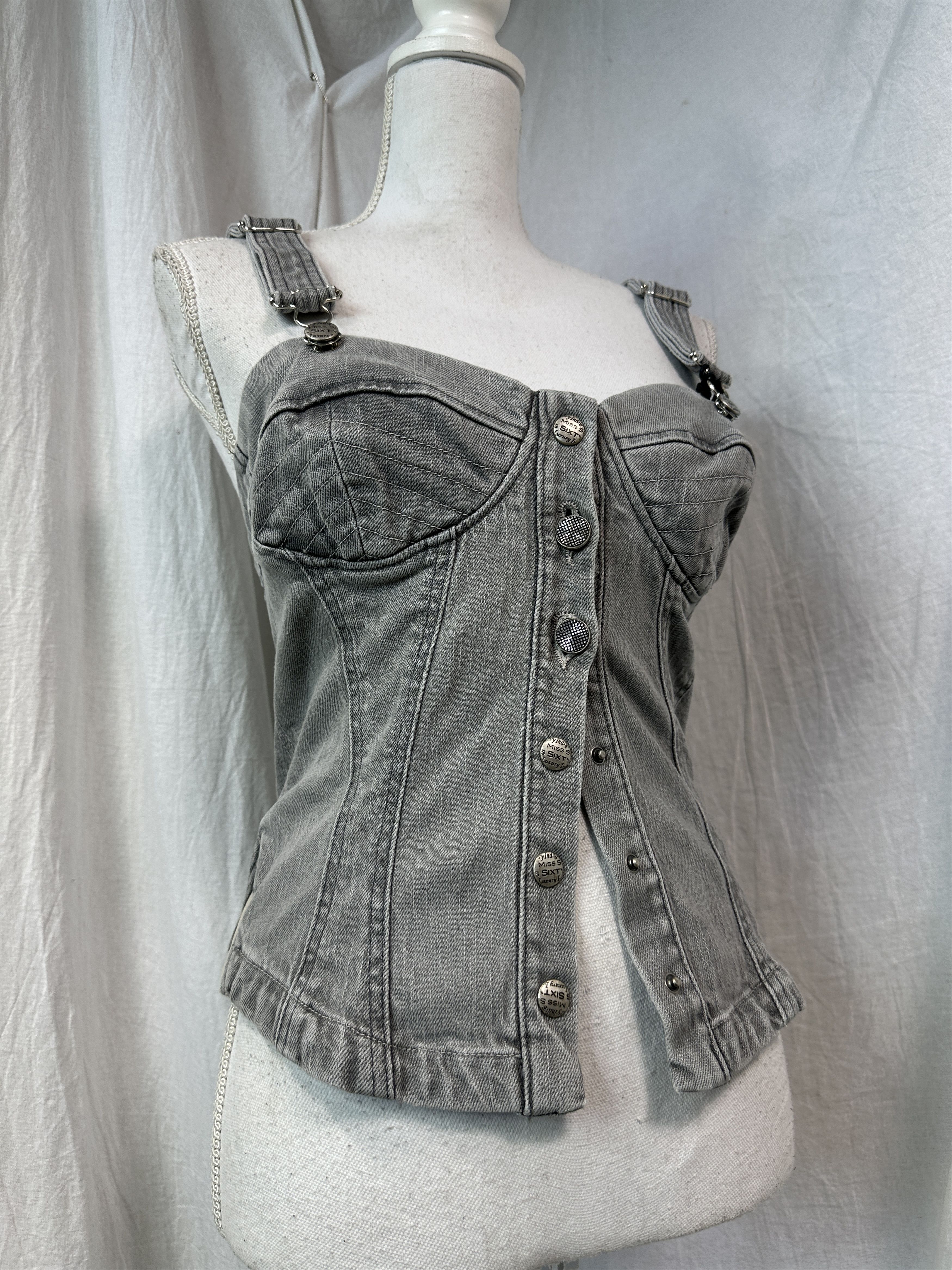 Vintage Vintage Avant Garde Denim Miss Sixty Jeans Corset / Top Y2K Size S / US 4 / IT 40 - 1 Thumbnail