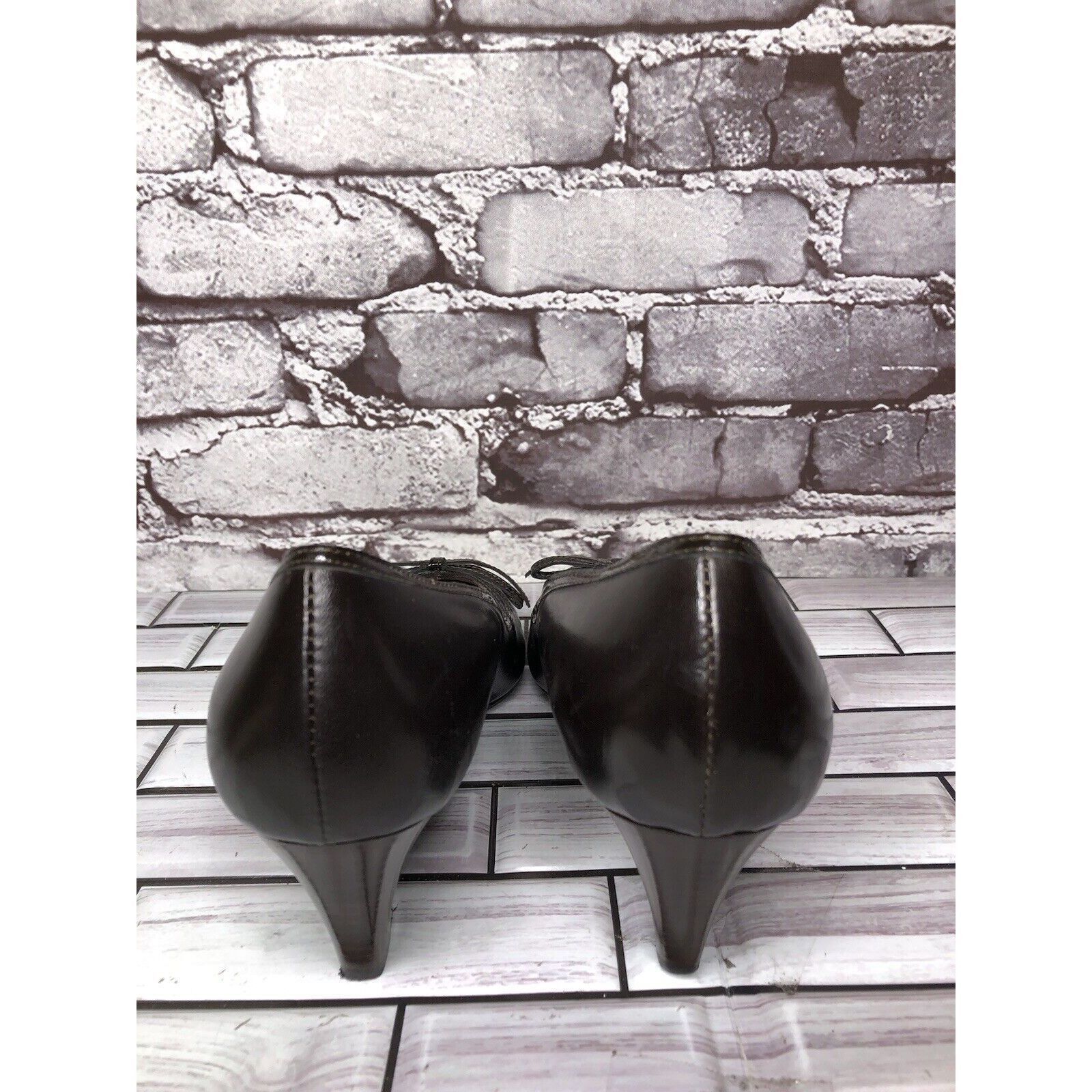 Other GIORGIA B. Brown Leather Patent Bow Pumps Dress Heels Women’ Size US 7.5 / IT 37.5 - 4 Thumbnail