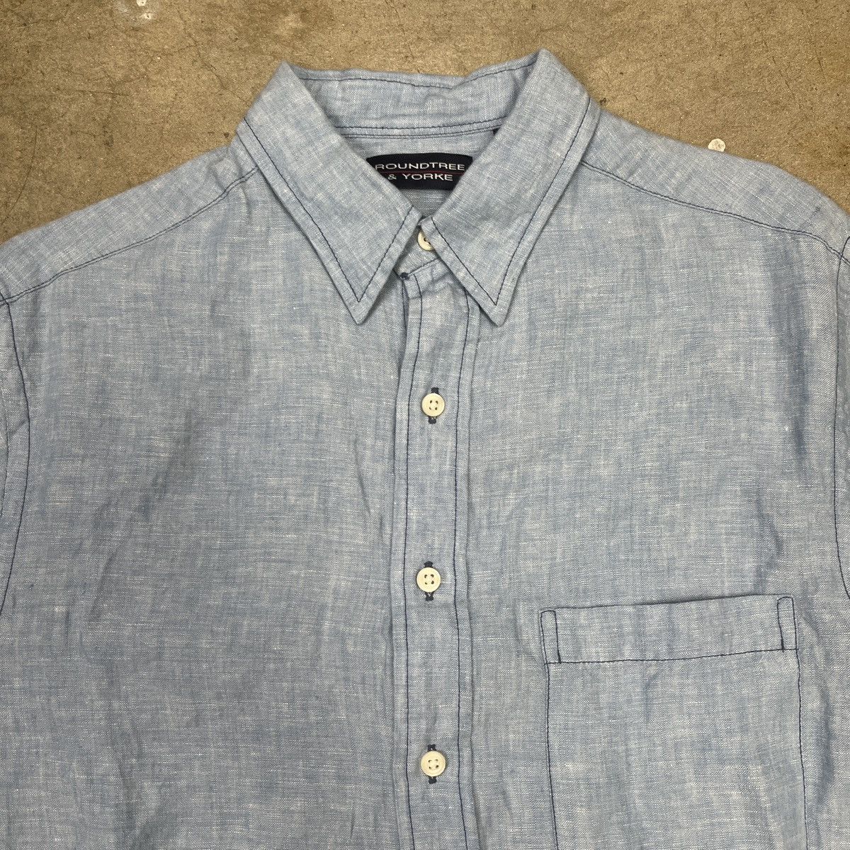 Roundtree & Yorke × Vintage Vintage Linen Short Sleeve Button Shirt Blue Medium Size US M / EU 48-50 / 2 - 3 Thumbnail