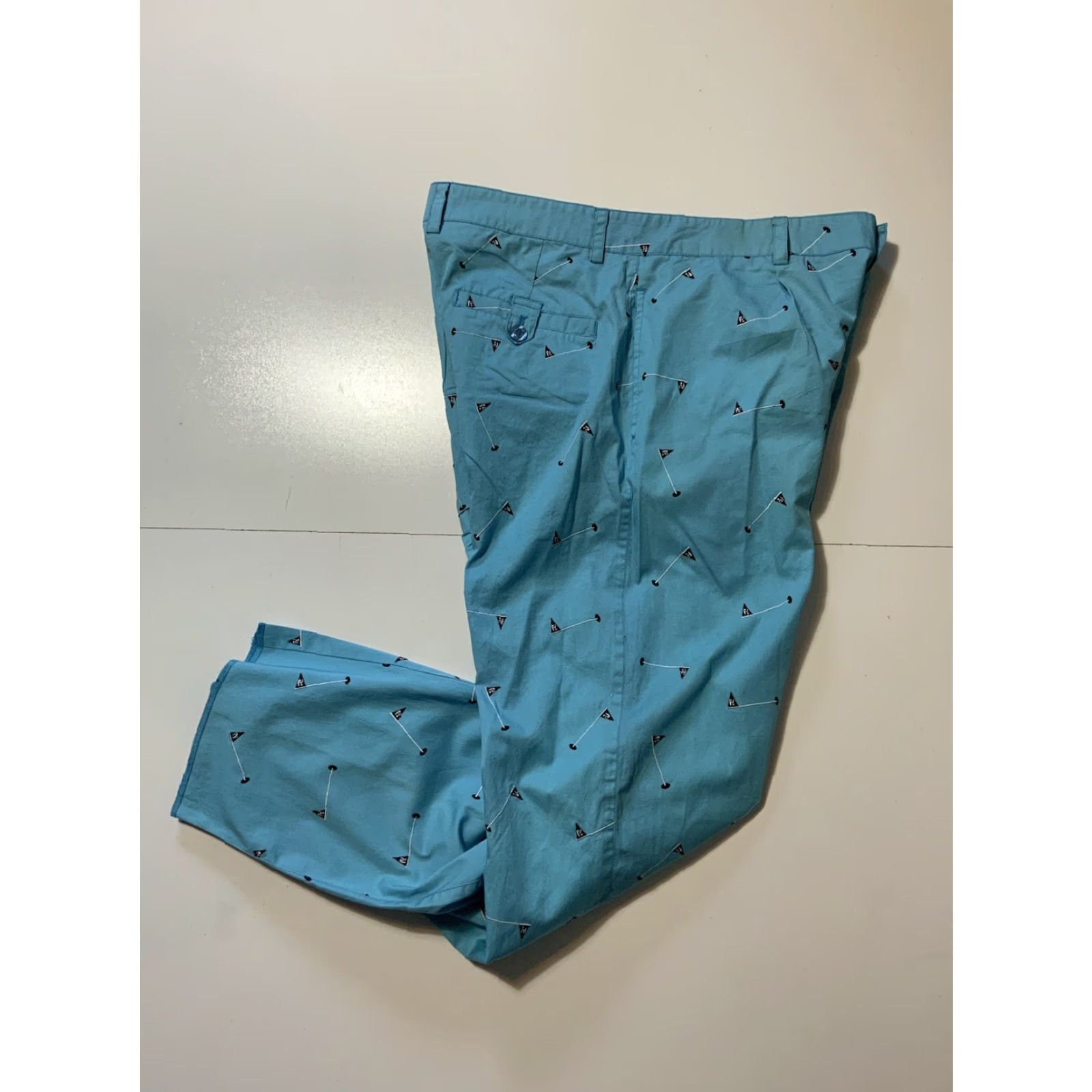 Poler Rosasen Golf Flagpole All Over Print Turquoise Performance Pants 38 Men Regular Turquoise Pants Flag 34 Inseam Mens Size US 38 / EU 54 - 2 Thumbnail