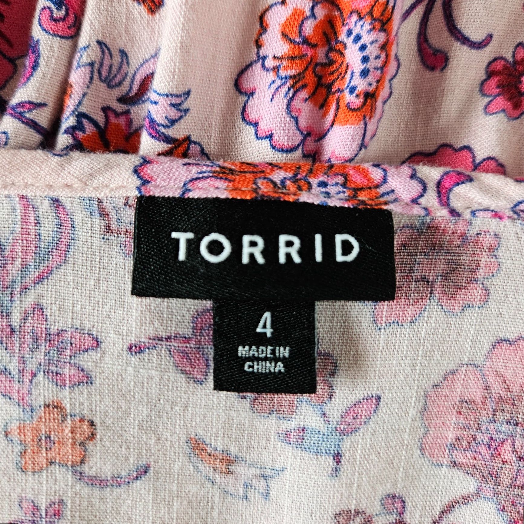 Torrid Torrid Womens Blouse Sz 4X Pink Orange Floral Short Sleeve Rayon Scoop Neck Shirt Womens Size XXL / US 16-18 / IT 52-54 - 5 Thumbnail