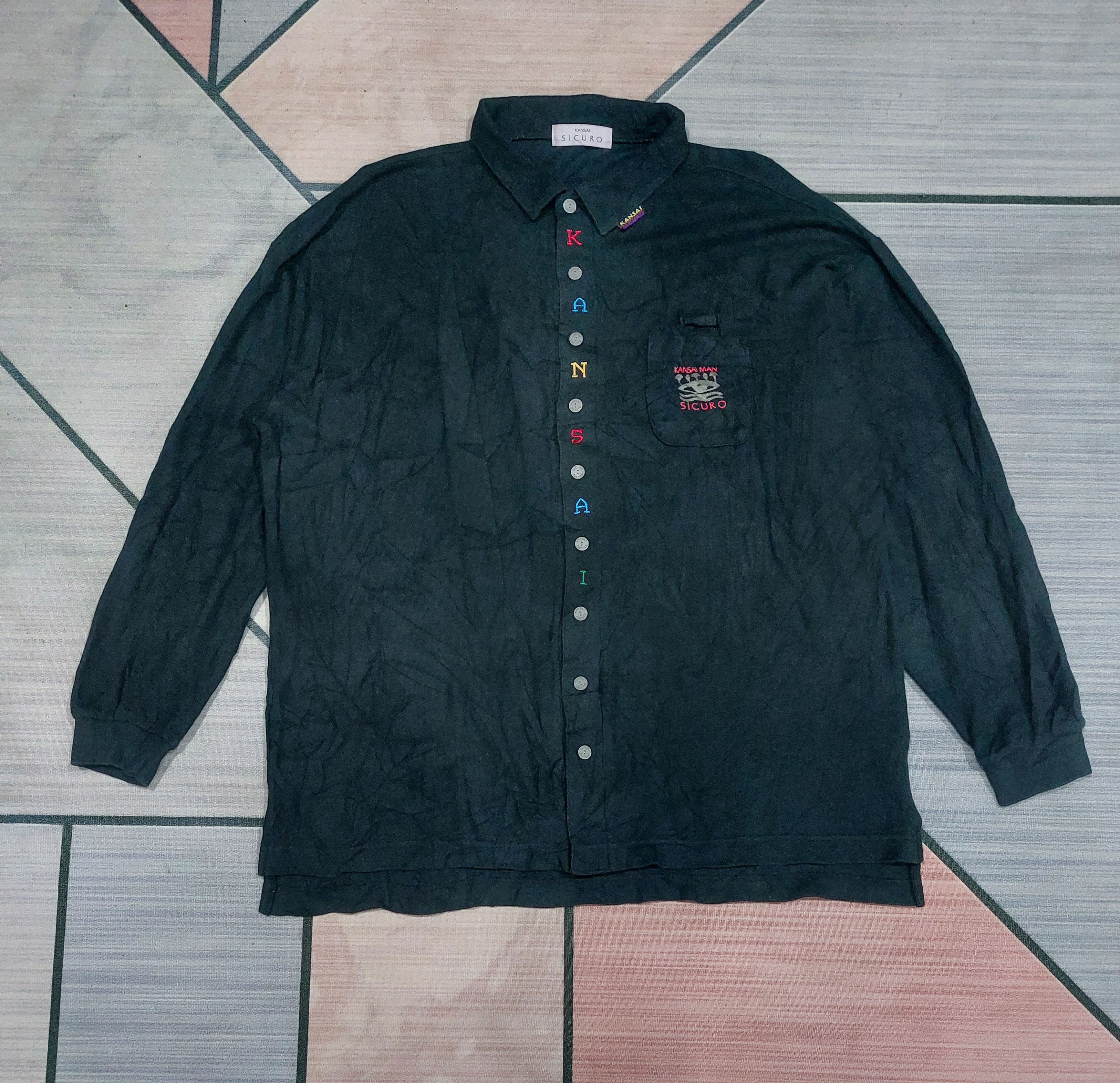 Designer × Japanese Brand × Kansai Yamamoto KANSAI SICURO LONG SLEEVE POLO BUTTON UP Size US XL / EU 56 / 4 - 1 Thumbnail