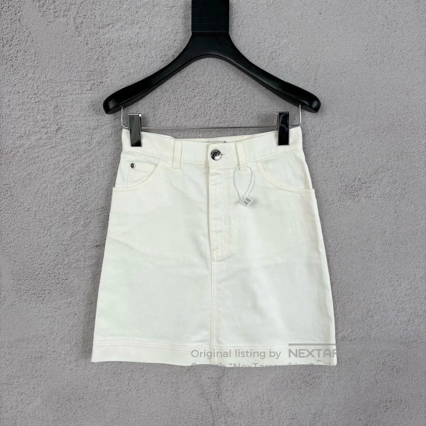 Fendi FENDI White A-line high-waisted skirt with back leather pa Size 37" - 1 Thumbnail