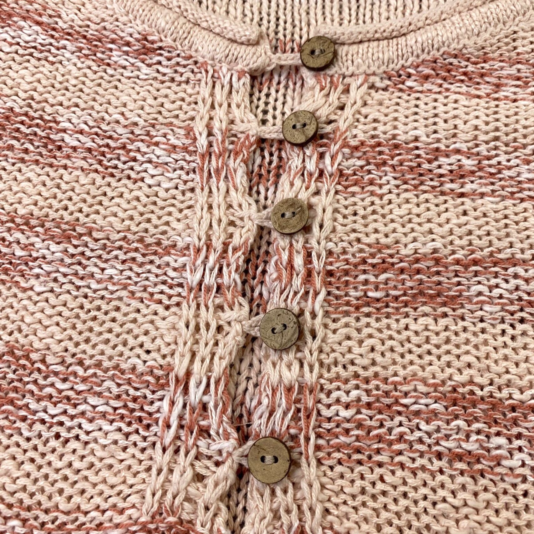 Vintage Maurices Sweater Adult XS Beige Knit Striped Henley Long Sleeve Fall Winter Spring Womens Size XS / US 0-2 / IT 36-38 - 6 Thumbnail