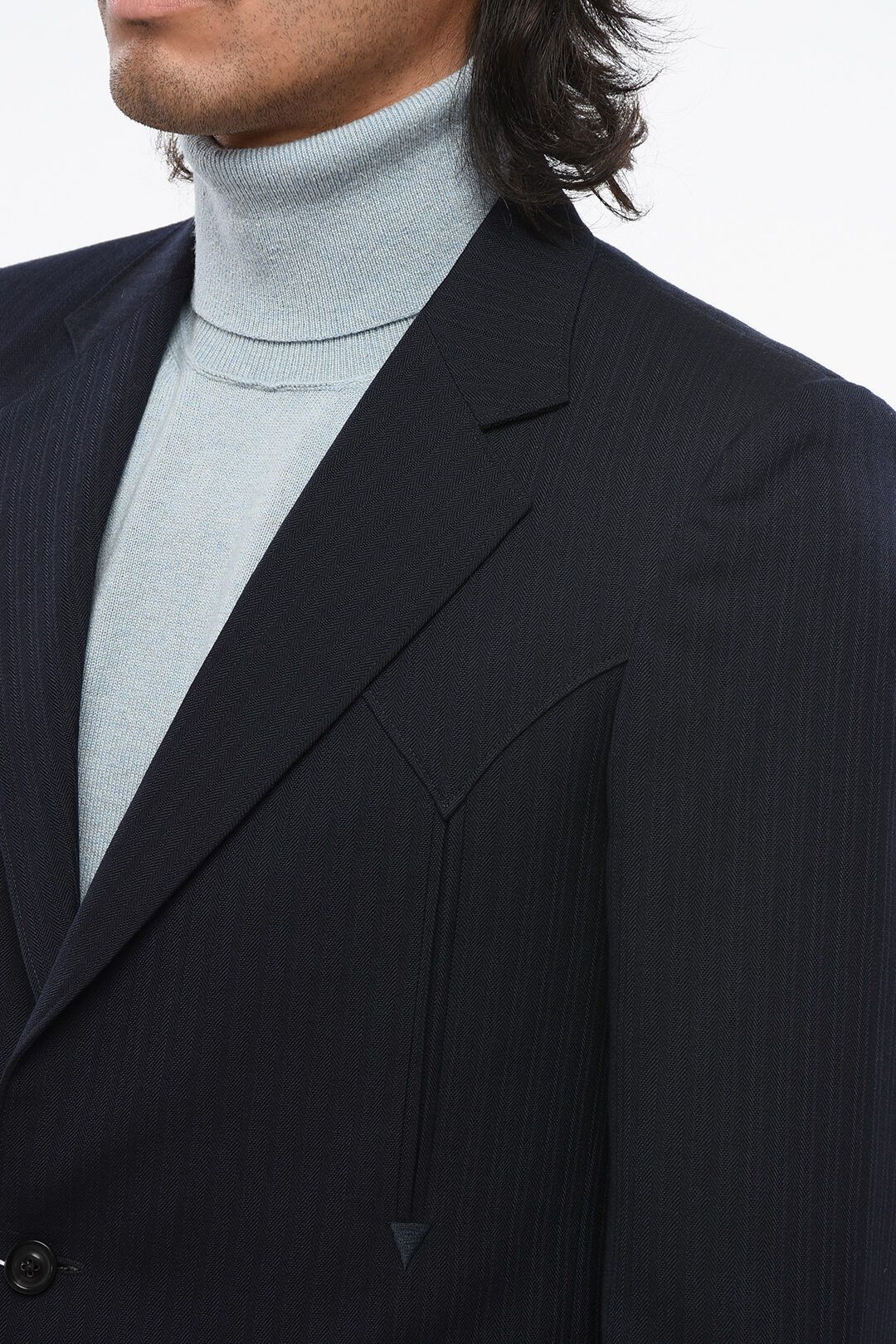 Maison Margiela og1mm0825 Ton Sur Ton Striped Wool Blazer in Blue Size US M / EU 48-50 / 2 - 3 Thumbnail