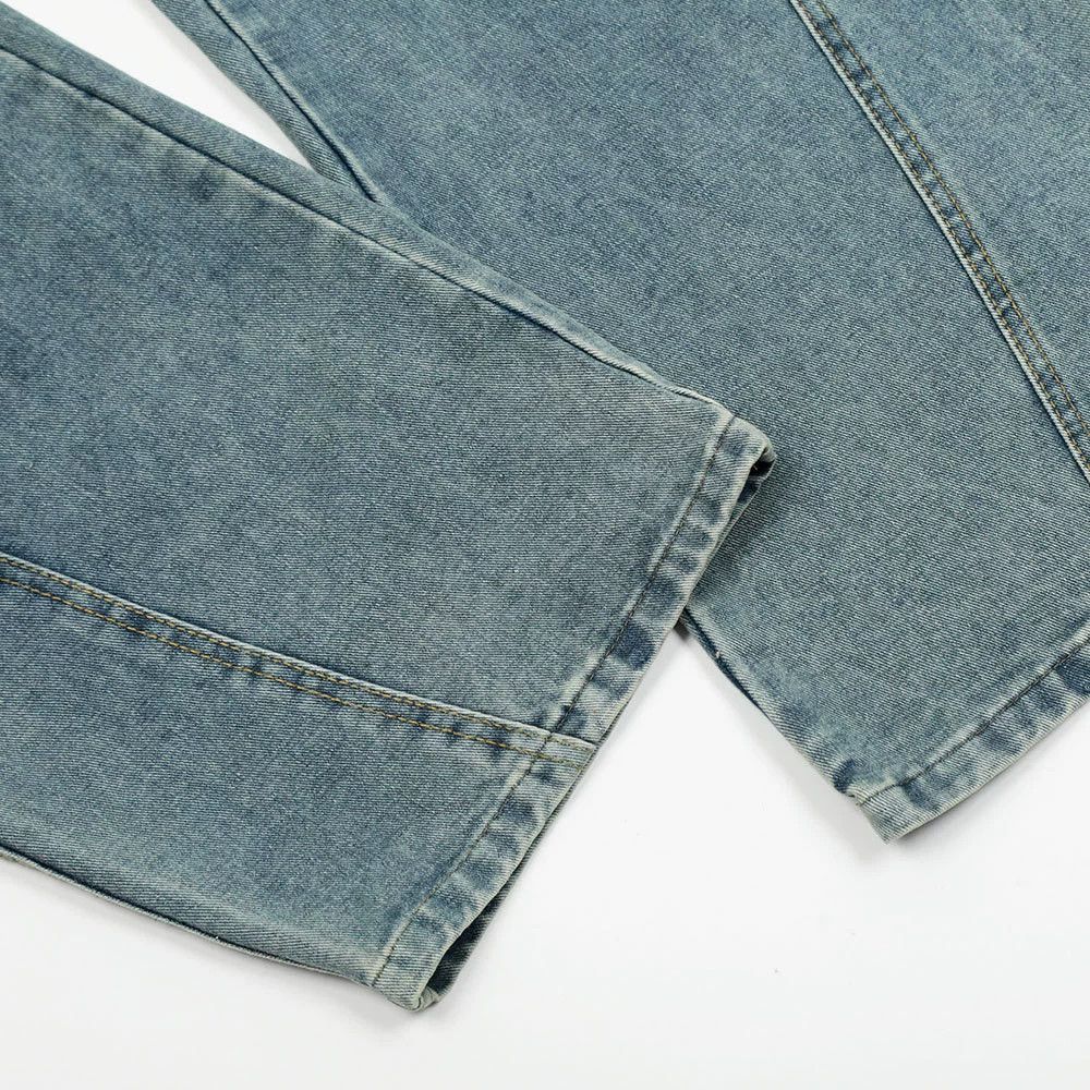 Jean Men's loose distressed washed letters printed scimitar jeans Size US 32 / EU 48 - 5 Thumbnail