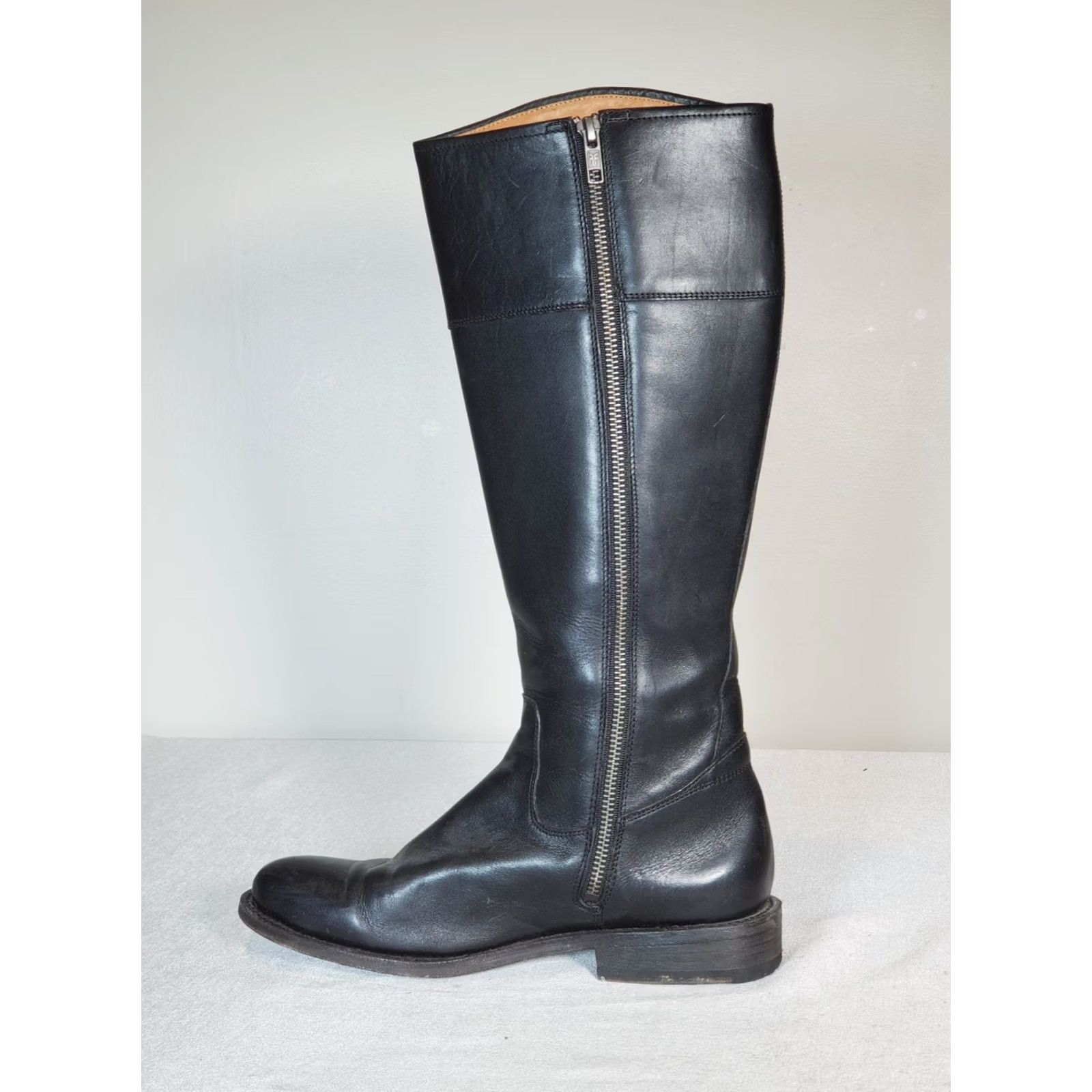 Frye FRYE Jayden D Ring Black Leather Tall Zip Riding Boots Women 8 B Knee High Block Heel Leather Lining Vintage: No Size US 8 / IT 38 - 3 Thumbnail