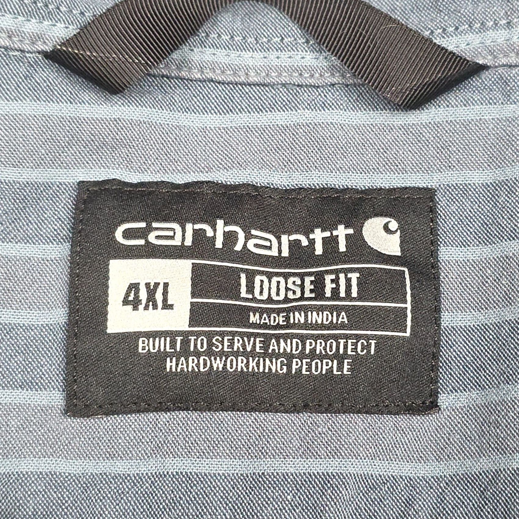 Carhartt Carhartt Men's Loose Fit Striped Button-Up Shirt 4XL Blue Carhartt Force Workwear Casual Shirt Size US XXL / EU 58 / 5 - 5 Thumbnail