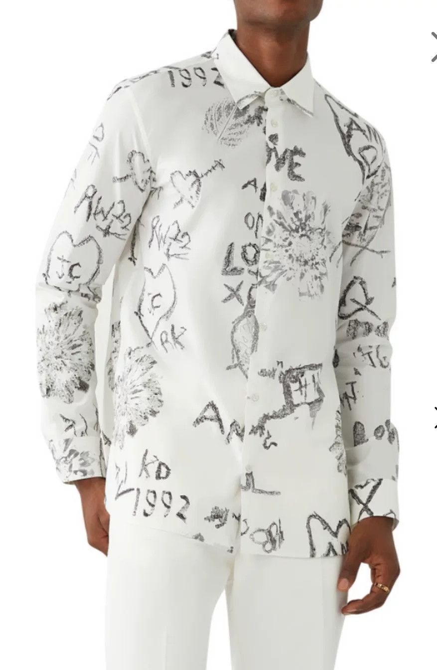 Alexander McQueen Alexander McQueen White Graffiti Shirt Size US XXS / EU 40 - 1 Thumbnail