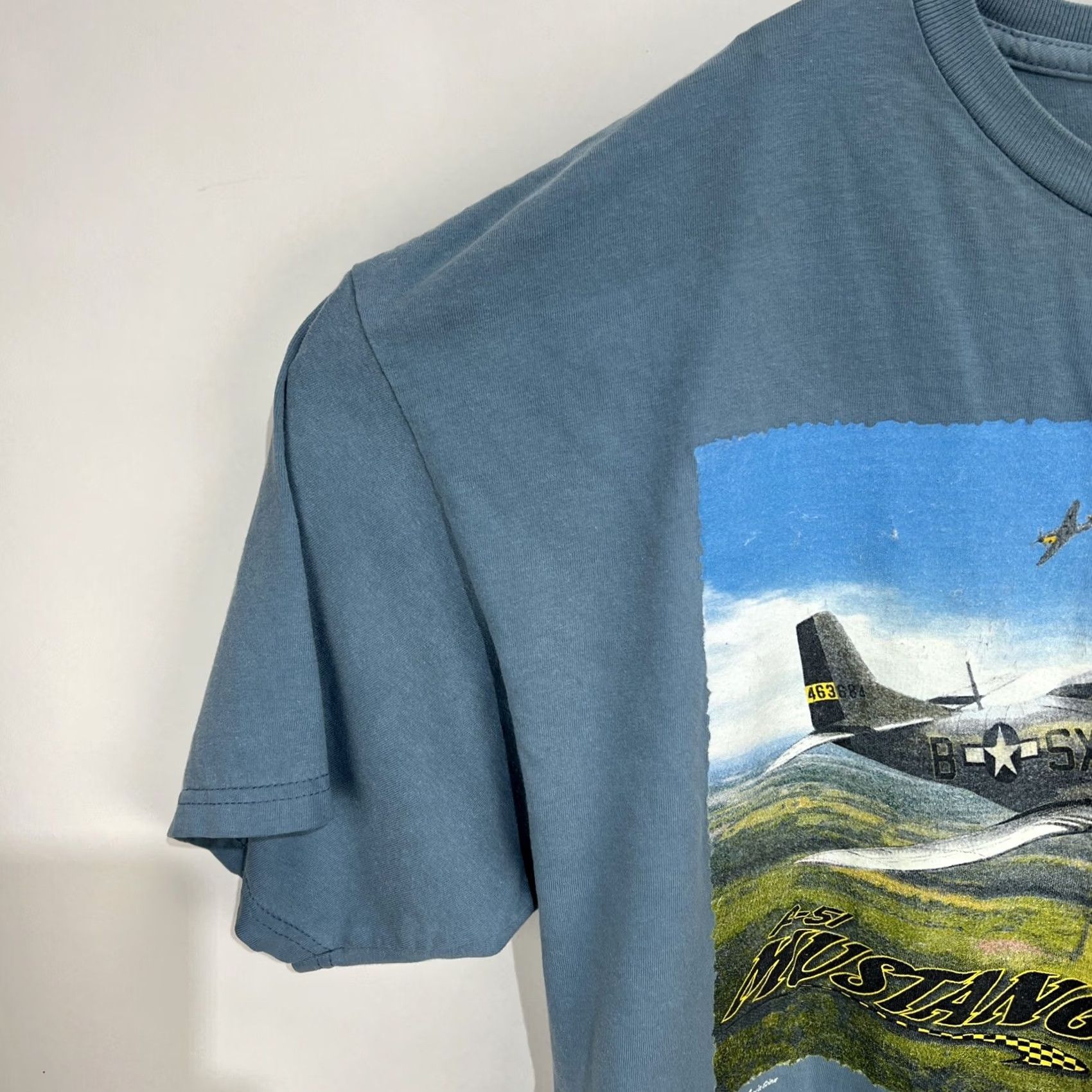 Vintage VINTAGE P-51 MUSTANG Fighter Plane T Shirt Blue XL Crew Neck Short Sleeve Men Aviation Military Shirt Size US XL / EU 56 / 4 - 3 Thumbnail
