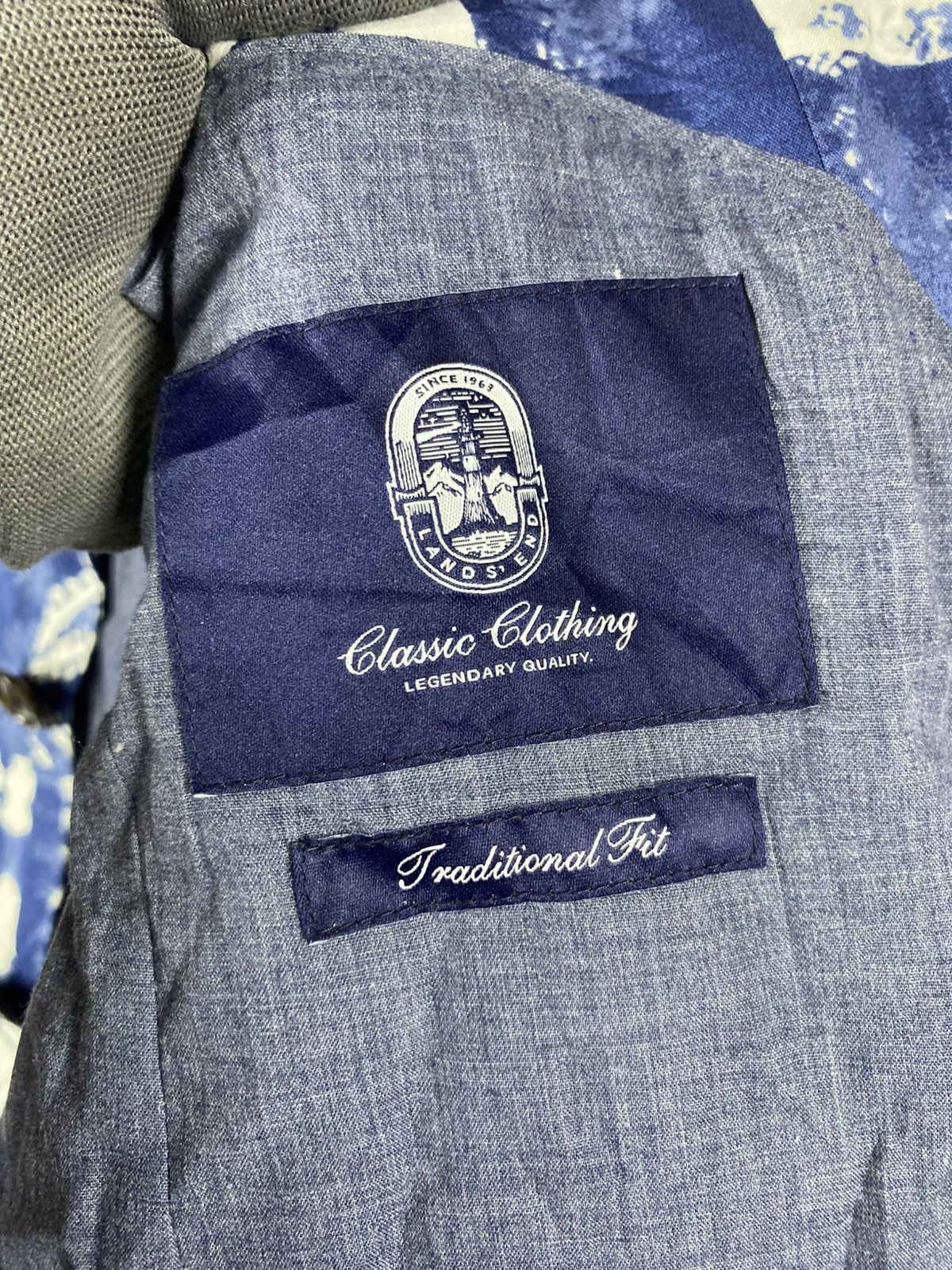 Lands' End Lands’ End Indigo Patchwork Blazer Classic Blue White Size US M / EU 48-50 / 2 - 12 Thumbnail