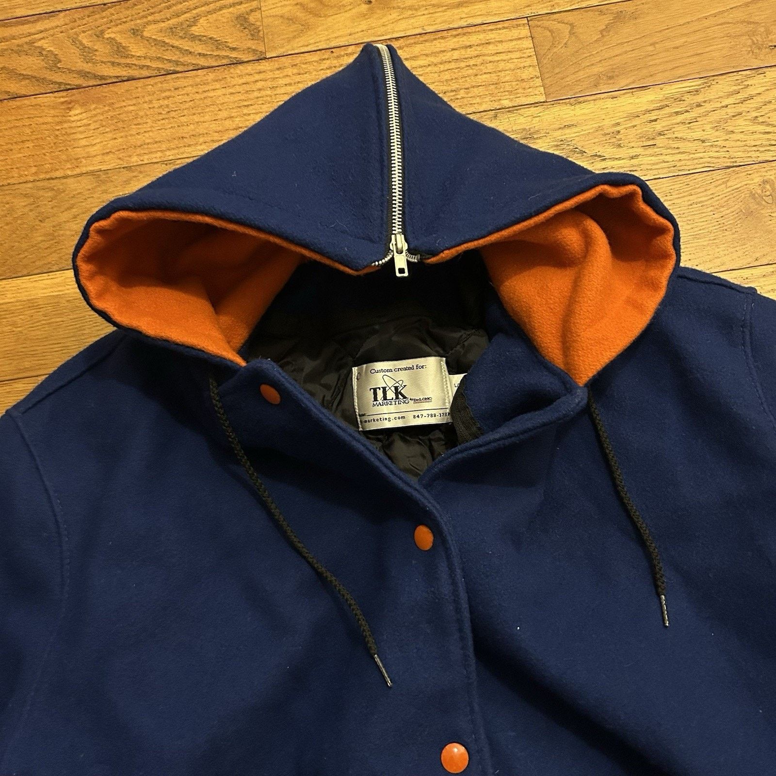 Delong × Vintage Wool Leather Trim Hooded Varsity Bomber Hoffman Jacket Large Size US L / EU 52-54 / 3 - 4 Thumbnail