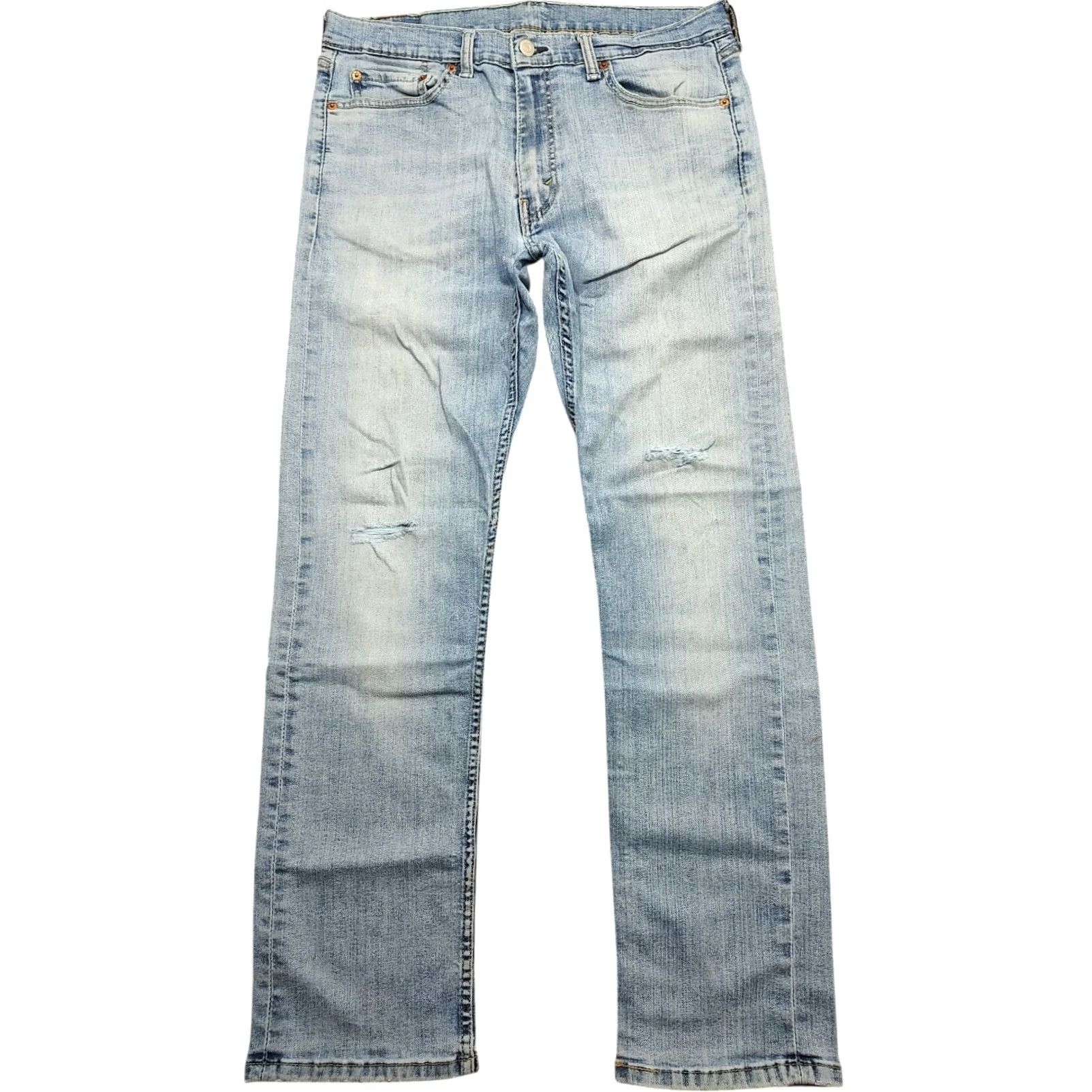 Levi's Levi's 513 Straight Jeans Mens 32x31 Light Wash Distressed Denim Size US 32 / EU 48 - 2 Thumbnail