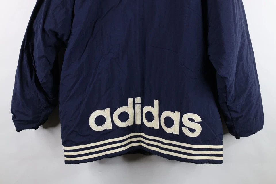 Adidas Vintage 90s Adidas Reversible Quilted Puffer Jacket Blue Size US L / EU 52-54 / 3 - 11 Thumbnail