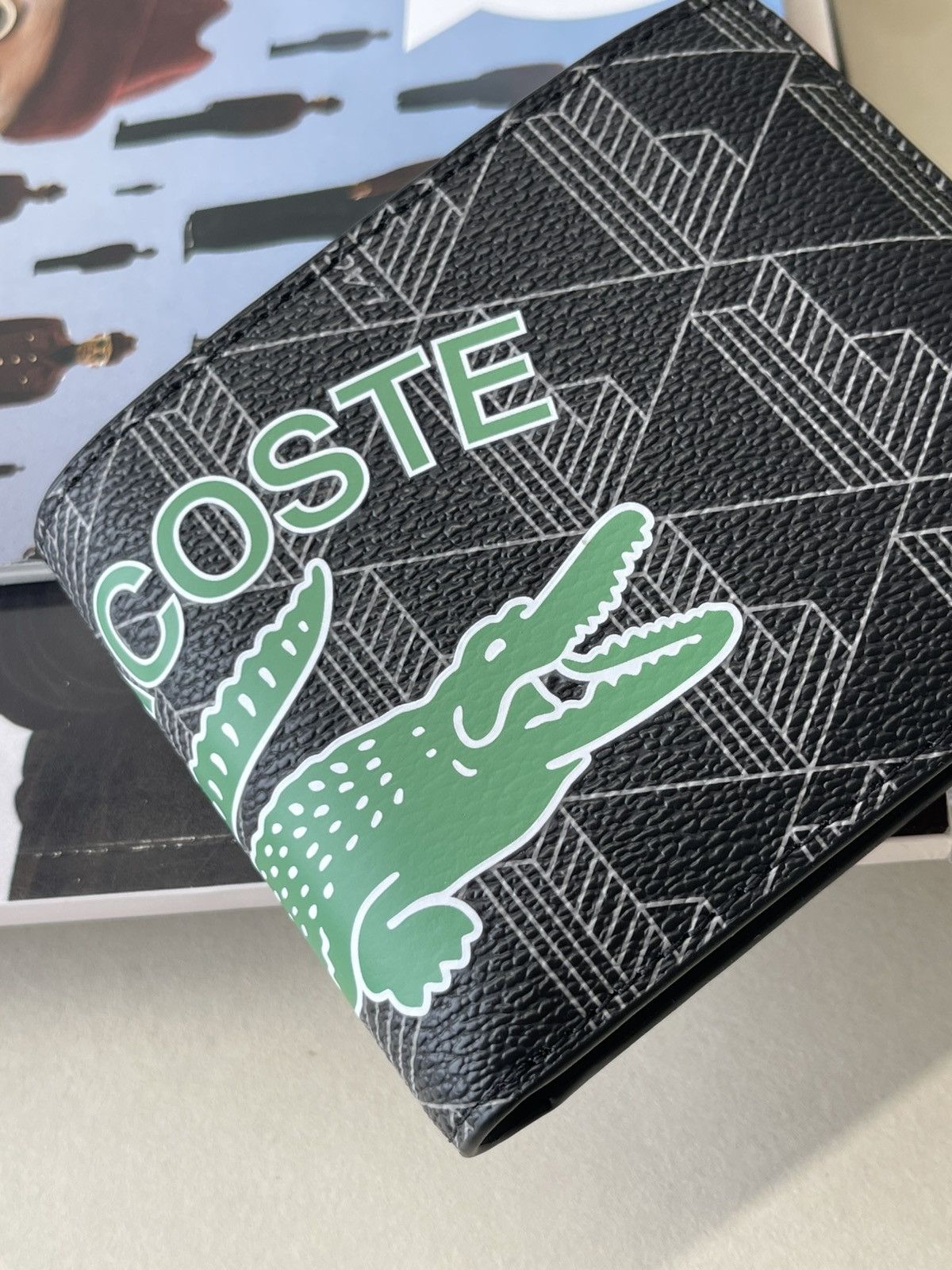 Lacoste (new+tag) Lacoste men bifold wallet monogram black Size ONE SIZE - 3 Thumbnail