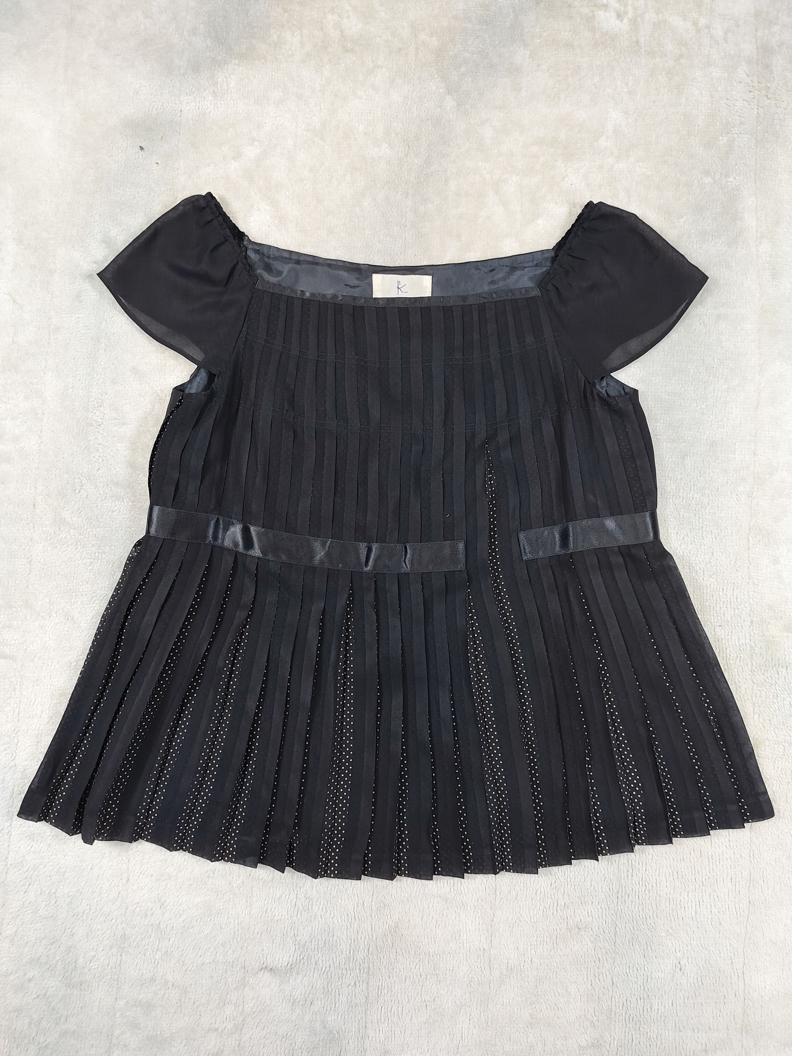 Issey Miyake 🇯🇵 Kumikyoku By Issey Co Pleated Sheer Babydoll Top Size M / US 6-8 / IT 42-44 - 5 Thumbnail