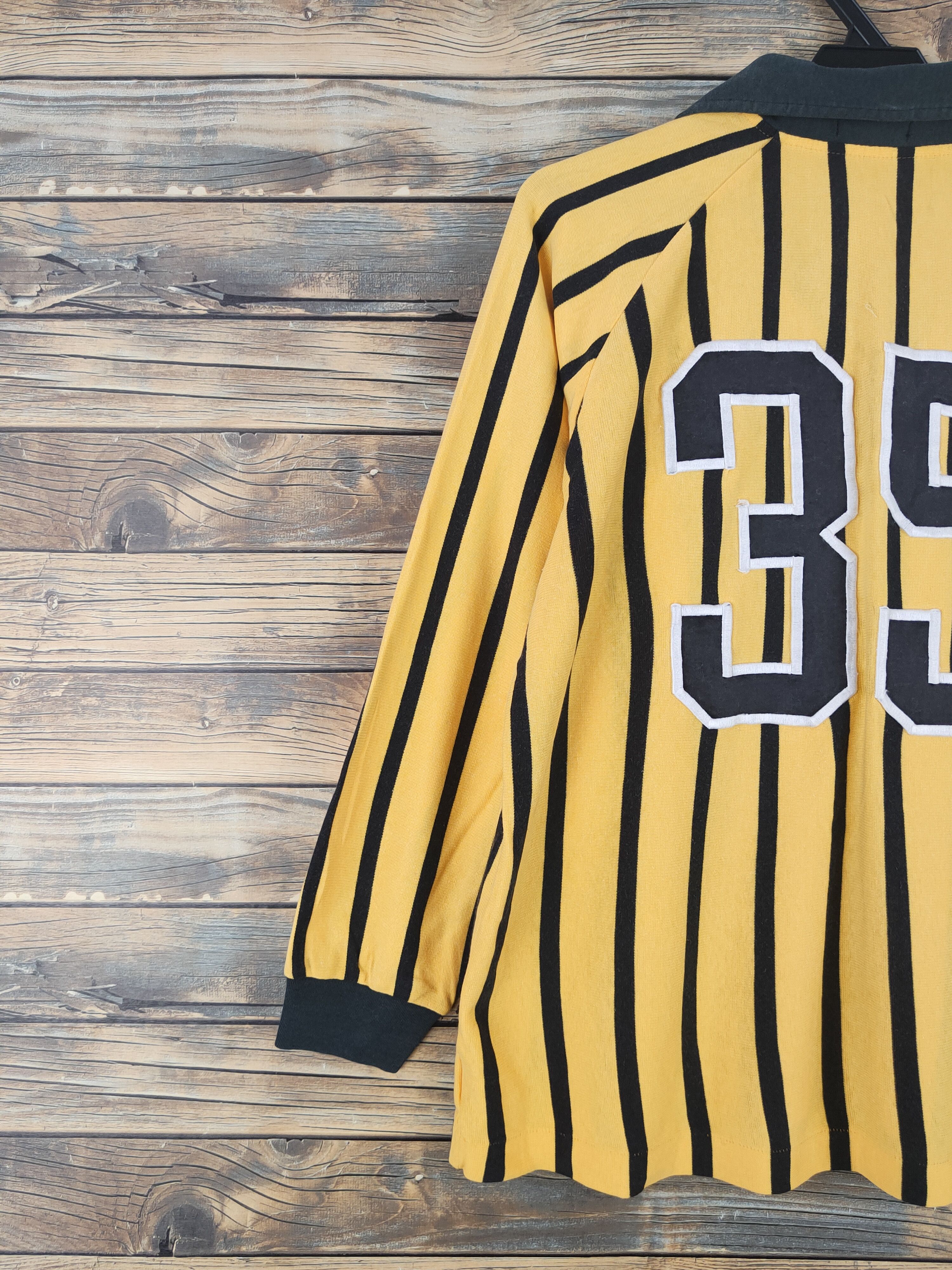 Asics DL Asics Yellow Black Stripe vintage japan jersey #612 Size US L / EU 52-54 / 3 - 9 Thumbnail
