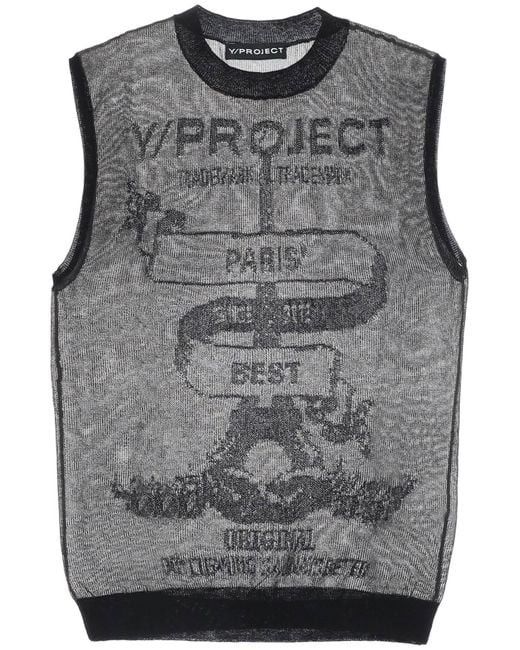 Y/Project o1s22i1n0924 Paris Transparent Knit Mesh Vest in Black Size L / US 10 / IT 46 - 1 Thumbnail