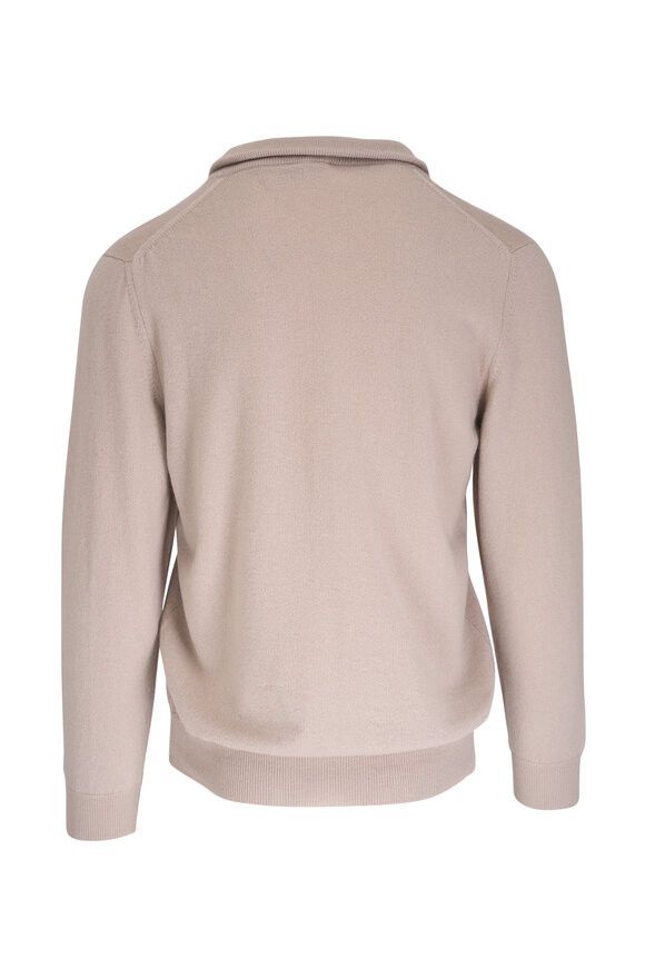 Kiton o1mtch0225 Cashmere Quarter-Zip Sweater in Cream Size US L / EU 52-54 / 3 - 2 Thumbnail