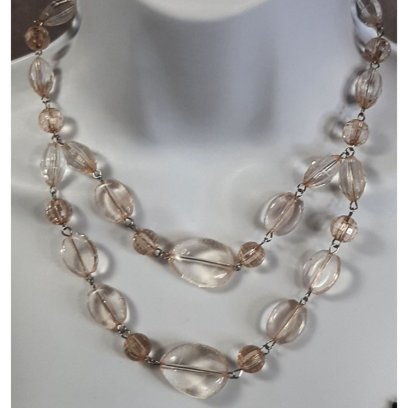 Other Clear And Light Pink Crackle Acrylic Beaded Necklace Size ONE SIZE - 1 Thumbnail