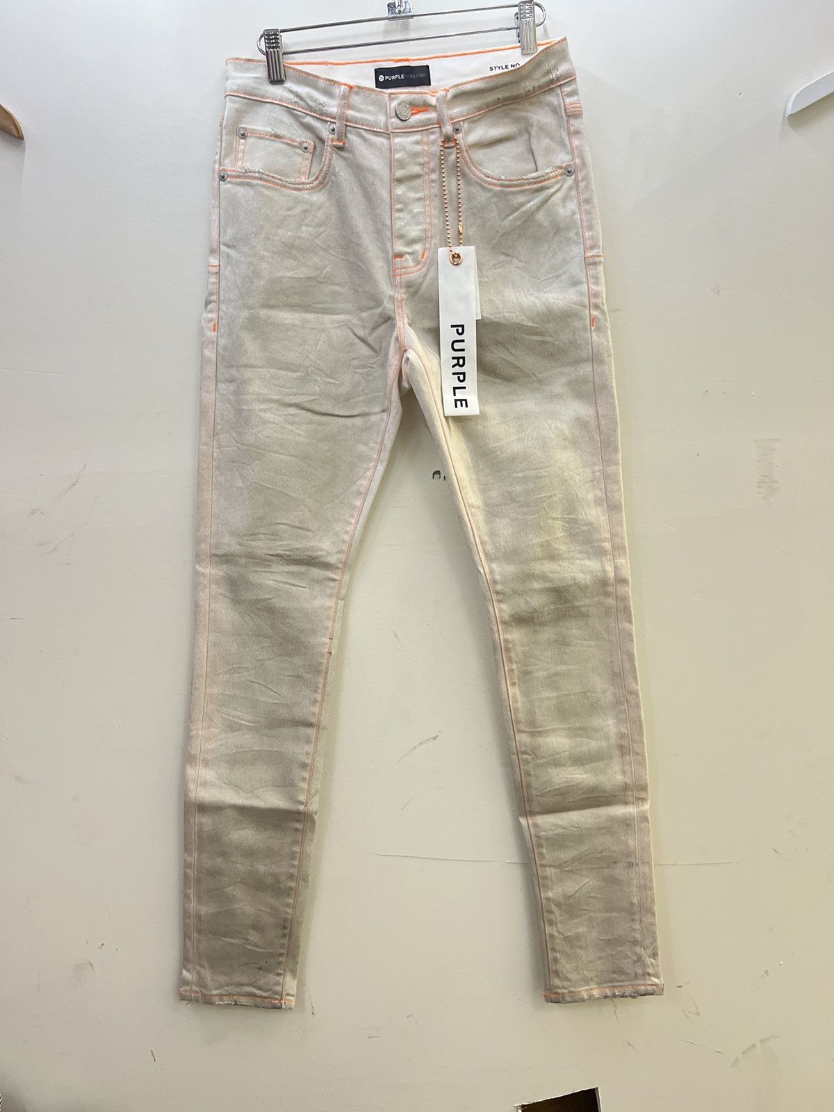 Purple Brand Purple Brand Denim White Neon stitch orange style p001 Size US 30 / EU 46 - 1 Thumbnail
