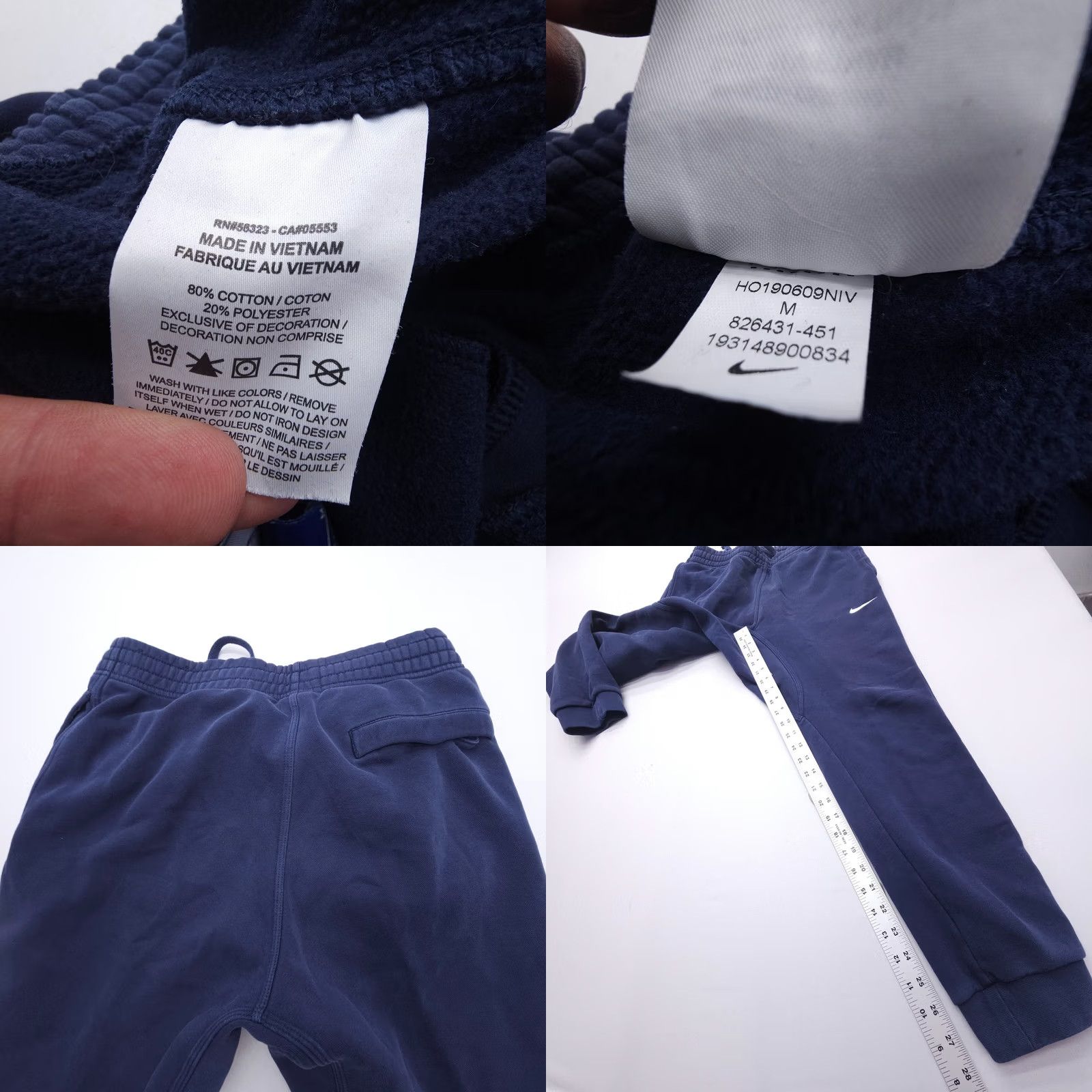 Nike Nike Mens Medium Navy Sportswear Club Fleece Joggers Sweatpants Gym Training Size US 31 - 8 Thumbnail