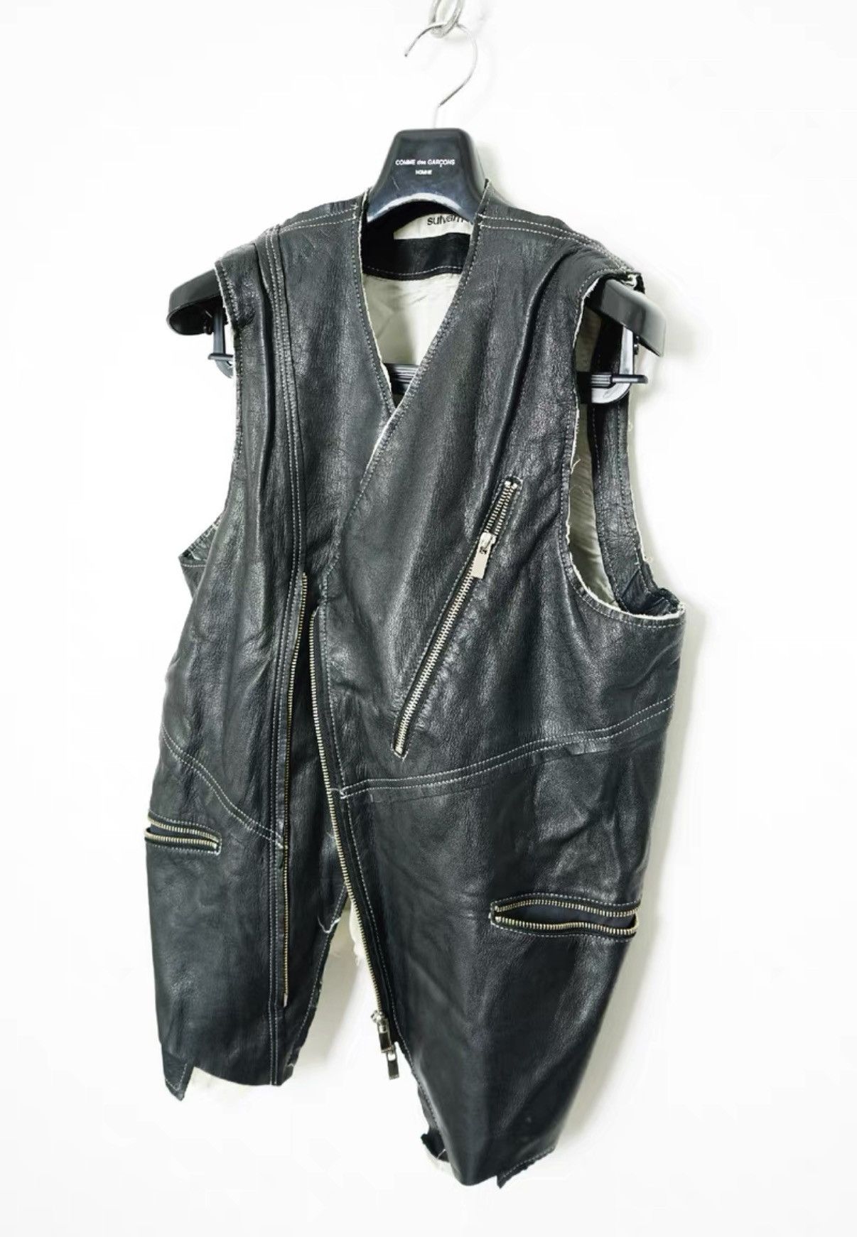 Sulvam Sulvam Distressed Double-Layer Sheepskin Vest Jacket Size US M / EU 48-50 / 2 - 2 Thumbnail