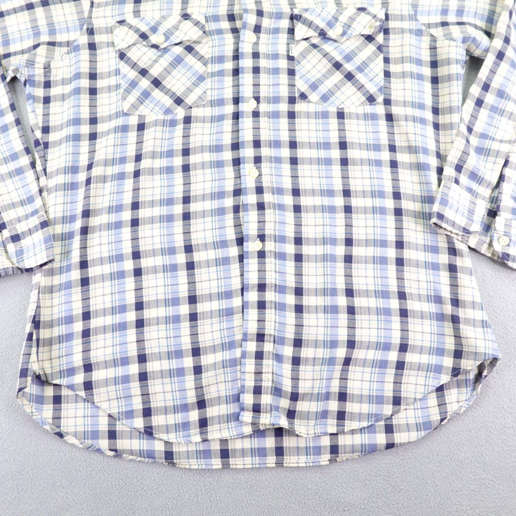Levi's VINTAGE Levi's Shirt Mens XL White Plaid Button-Up 90s Lightweight Casual Western Cowboy Size US XL / EU 56 / 4 - 5 Thumbnail