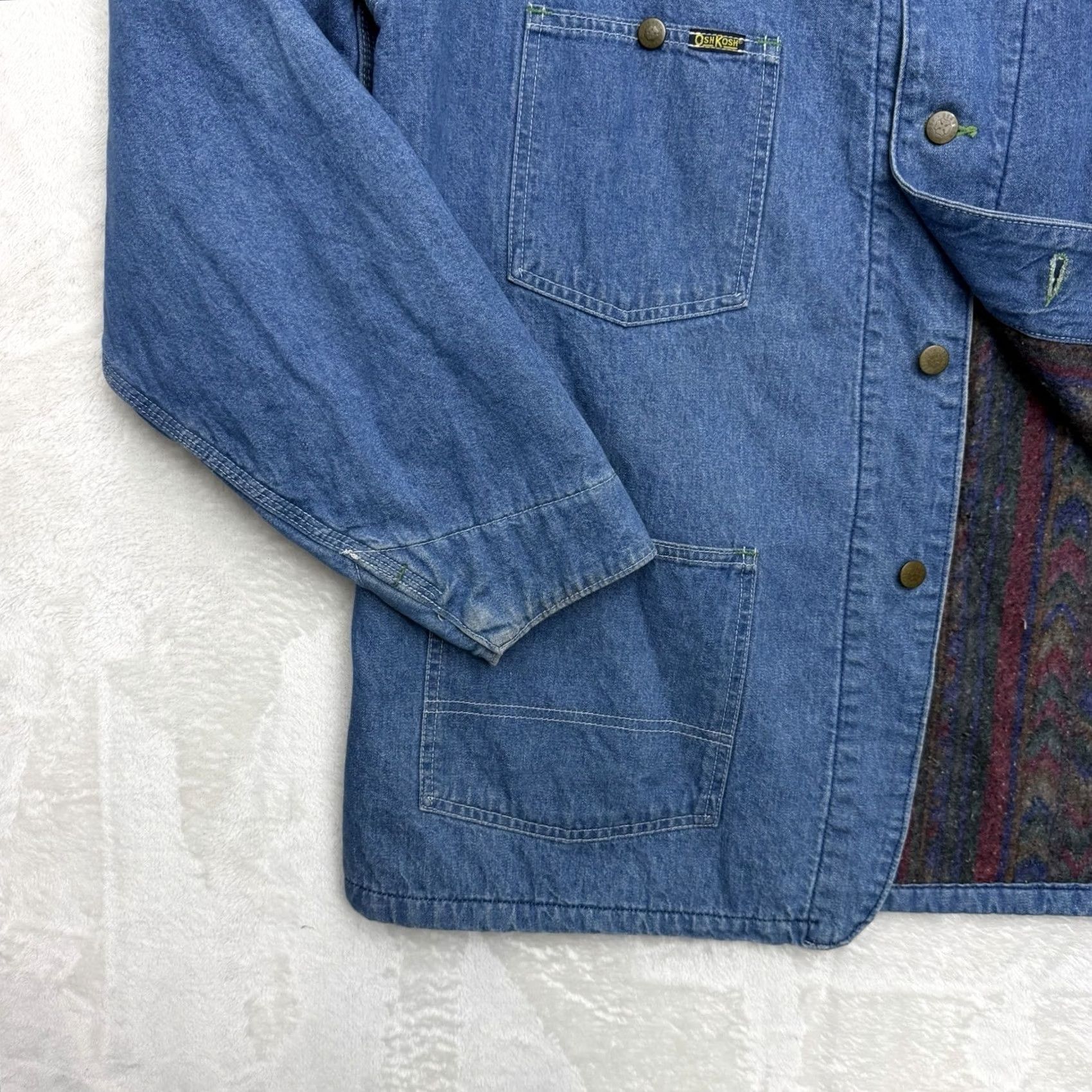 Vintage VINTAGE Osh Kosh Jacket Men XL Blue Denim Aztec Lined Snap Front Workwear Chore Size US XL / EU 56 / 4 - 7 Thumbnail