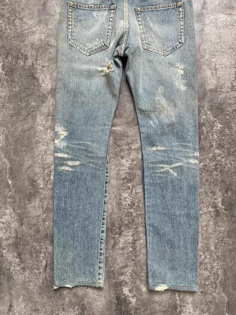 Saint Laurent Paris Saint Laurent Paris Blue Washed Destroyed Chain Link Denim Size US 29 - 9 Thumbnail