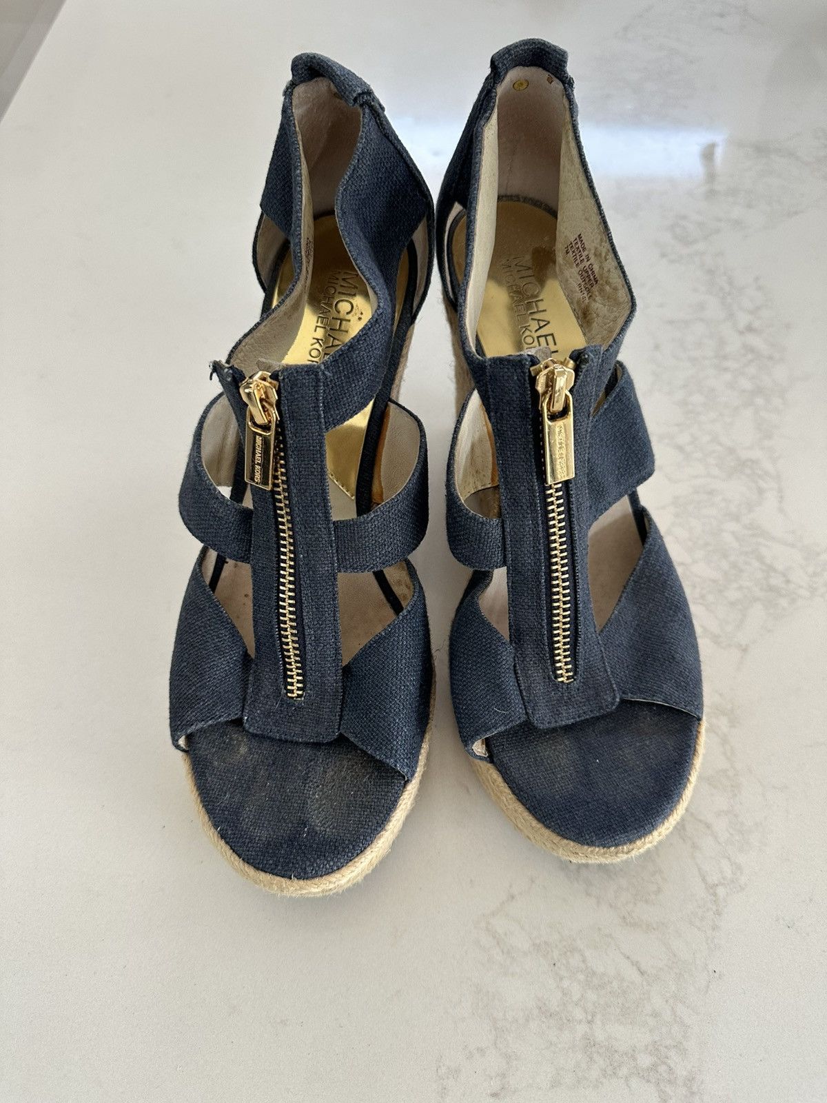 Michael Kors Michael Kors Berkley Navy Wedge Platform Espadrille Zipper Size US 7 / IT 37 - 2 Thumbnail