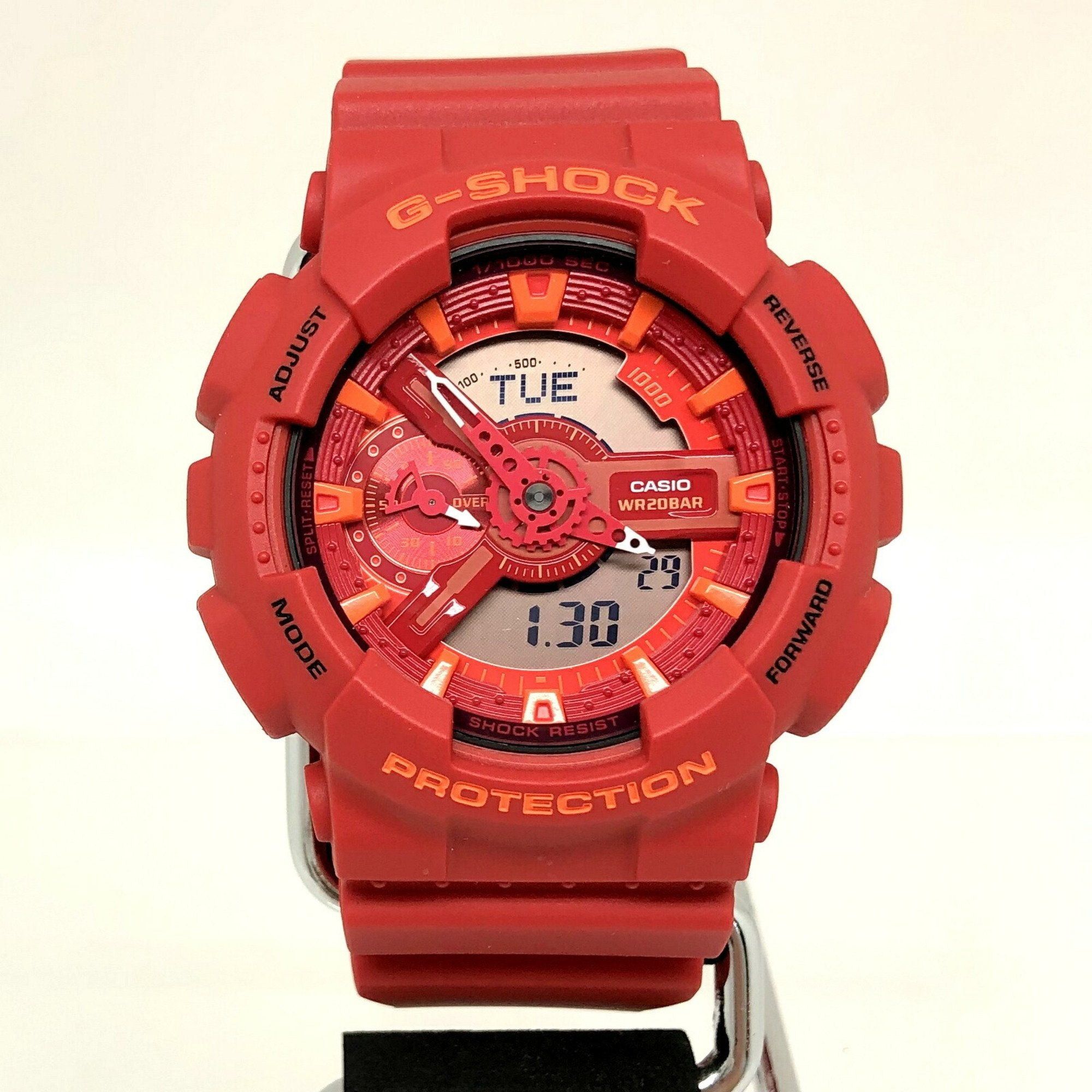 image of Casio G-Shock Watch Ga-110Ac-4A Big Case Face Red Model Digital Analog Quartz World Time Men's Itjq