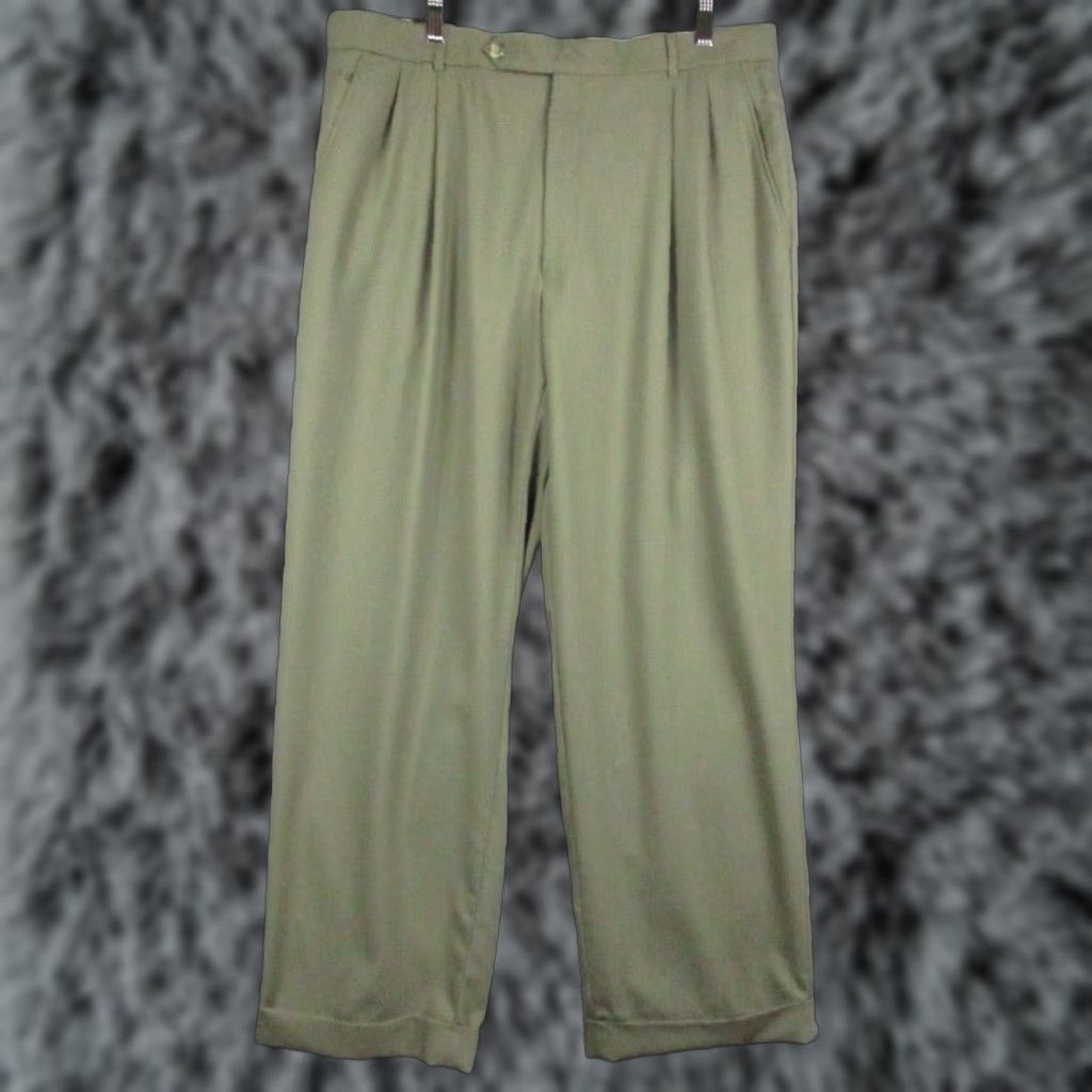 Vintage BALLIN Ballin Super 120's Wool Dress Pants Mens 36x28 Tan Brown Comfort EZE Regular Dress Pants Mens Size US 36 / EU 52 - 1 Thumbnail