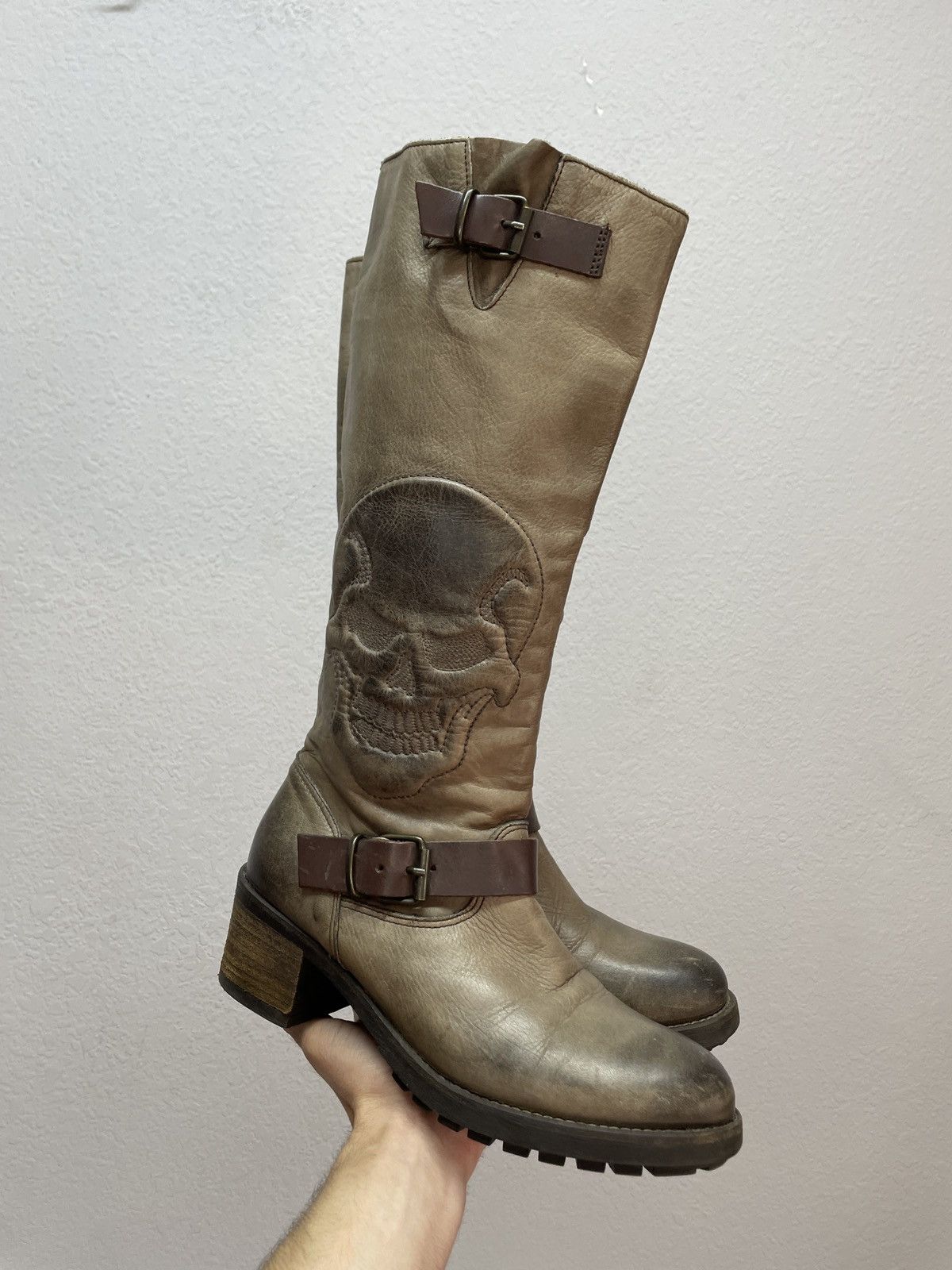 If Six Was Nine AS 98 Vibe Artisan Skull Leather Side Zip Ankle Biker Boots Size US 8 / EU 41 - 12 Thumbnail