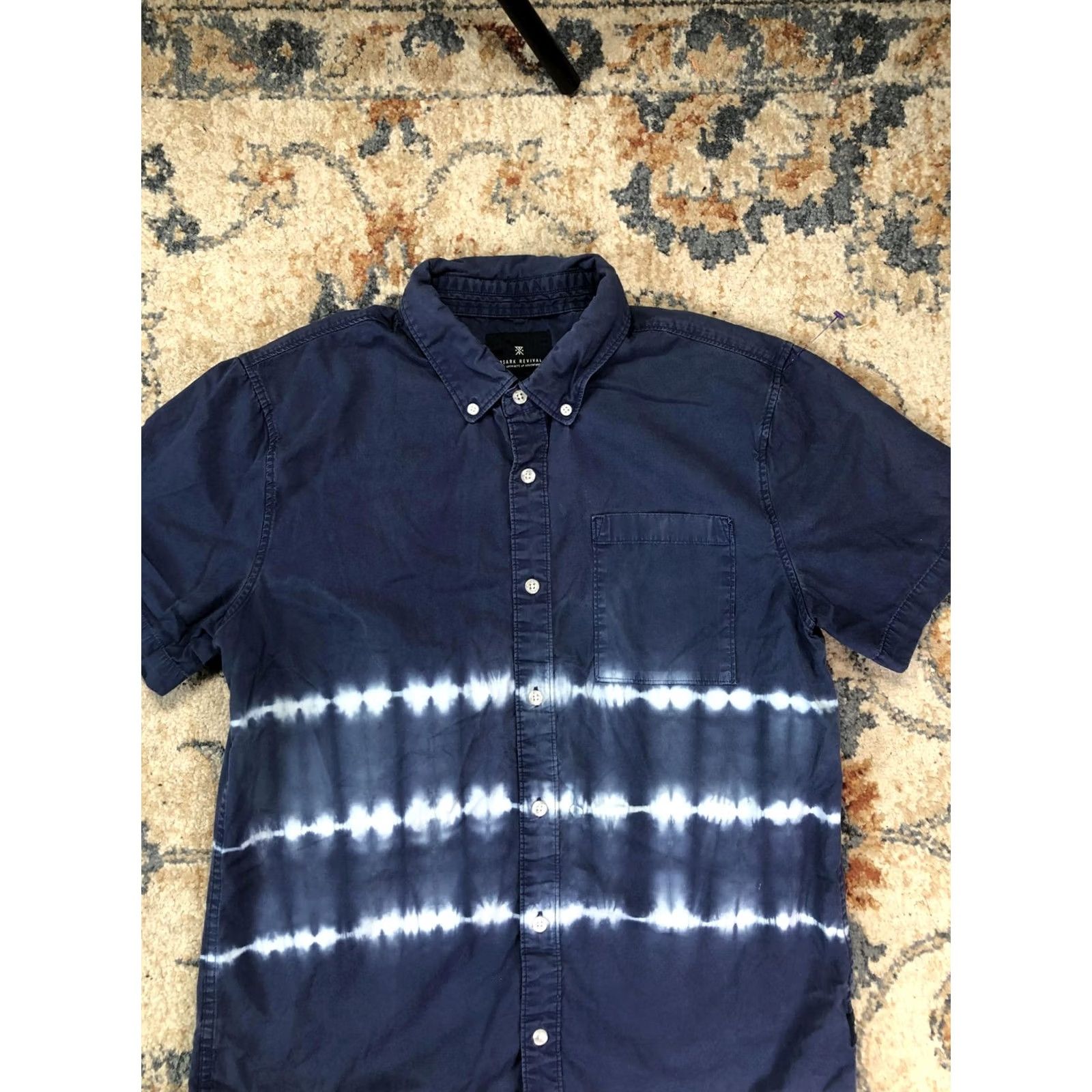 Vintage Roark Revival Shirt Mens M Blue Tie Dye Short Sleeve Button-Down Casual Size US M / EU 48-50 / 2 - 4 Thumbnail