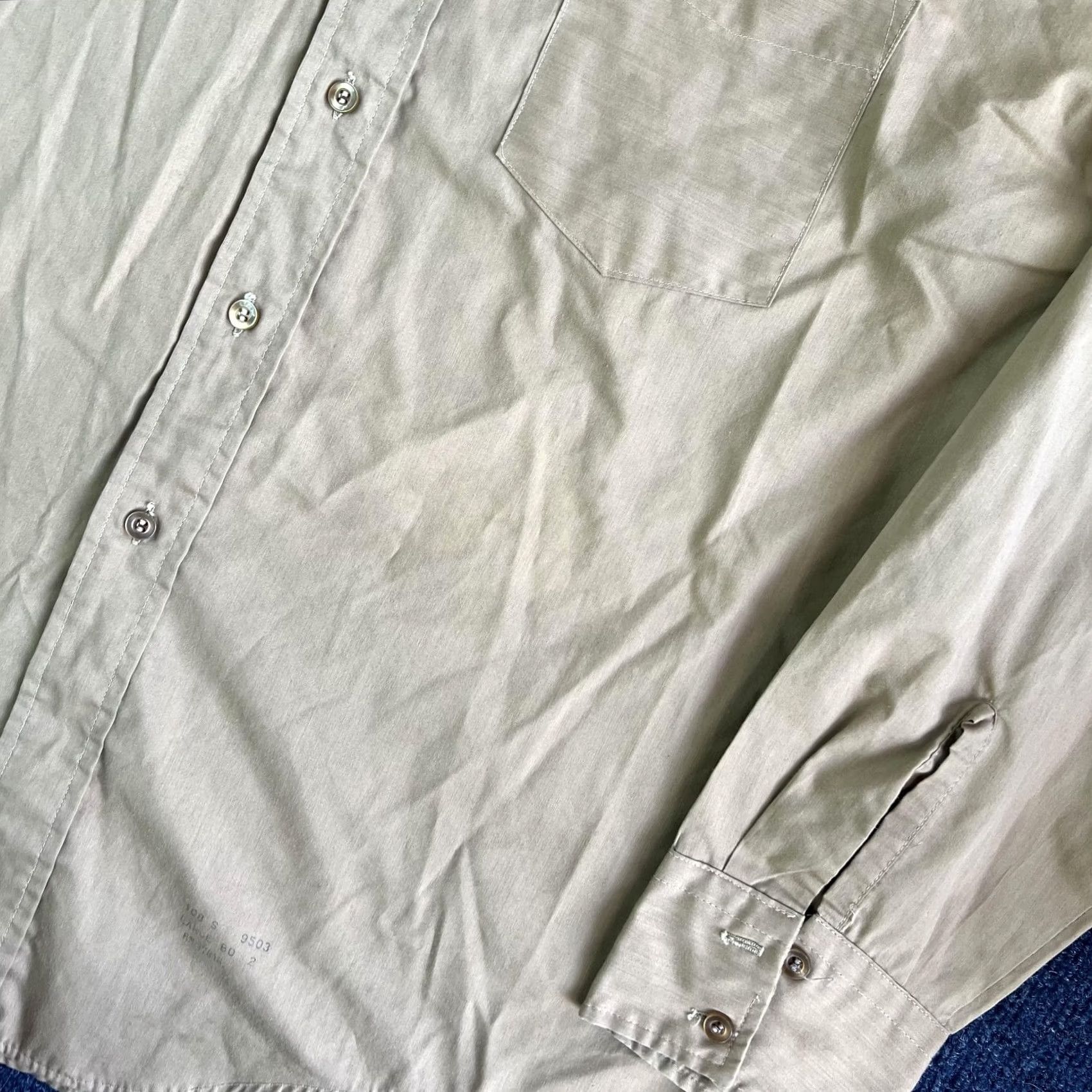 Vintage VINTAGE Fashion Classics Shirt Mens Large Beige Solid Long Sleeve Button Up Size US L / EU 52-54 / 3 - 2 Thumbnail