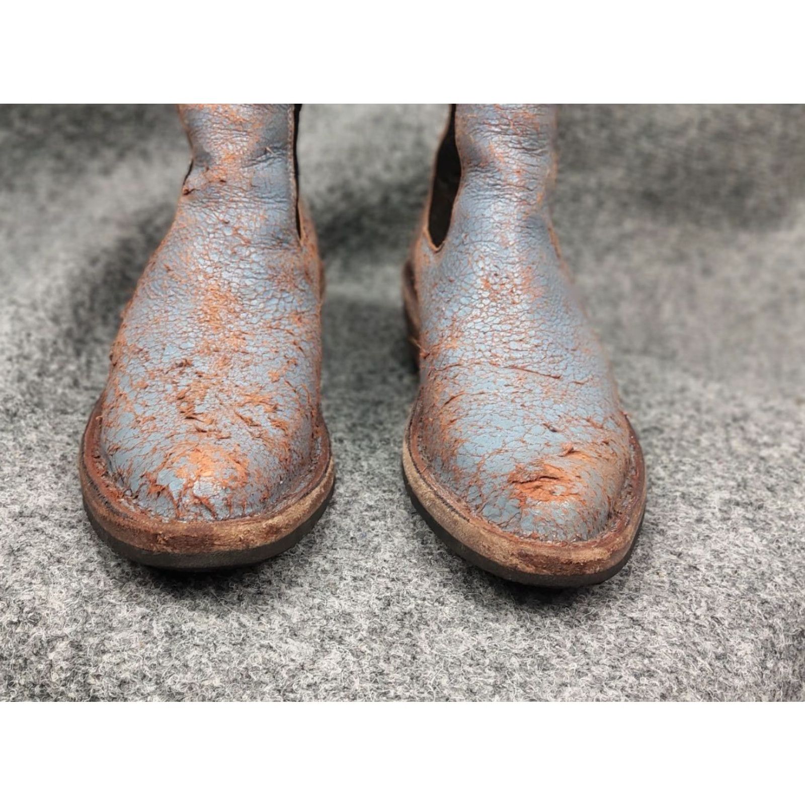 MoMA Moma Italy Design blue crackle aged western leather pull on boots Size US 5 / IT 35 - 5 Thumbnail