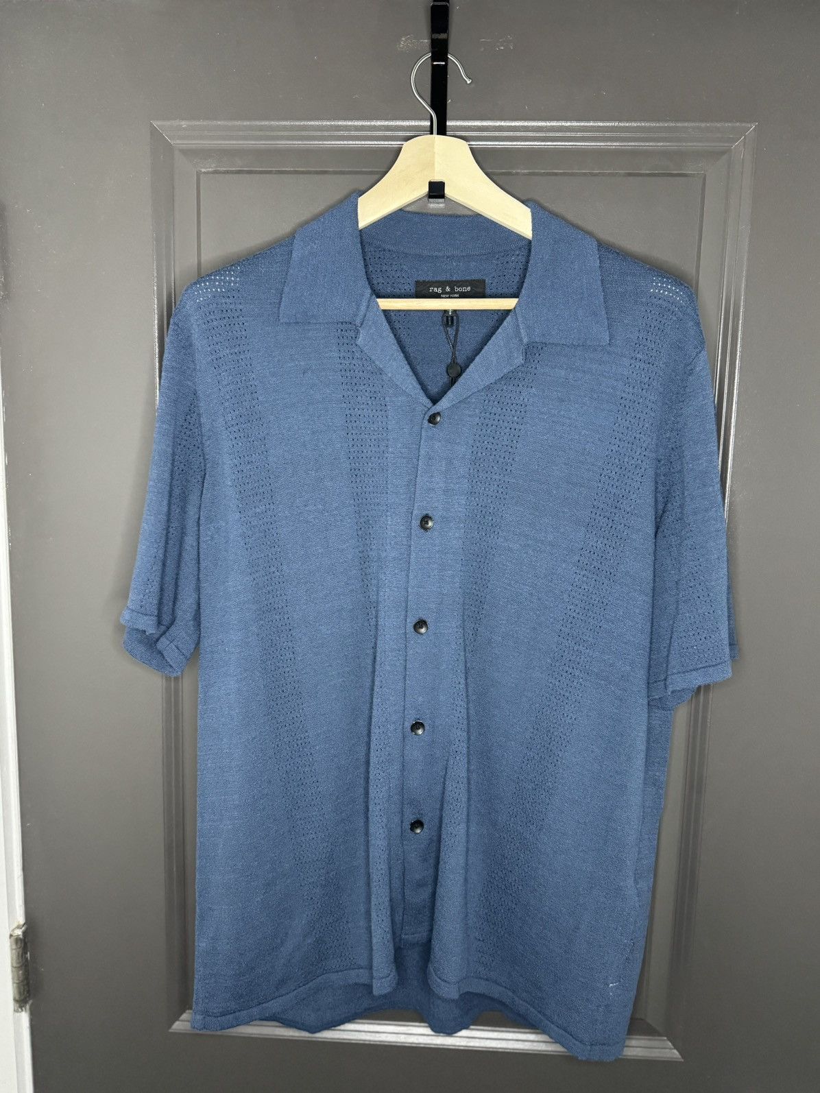 Rag & Bone Rag & Bone Men’s Zuma Pointelle Avery Knit Shirt | Moonlight Size US L / EU 52-54 / 3 - 10 Thumbnail
