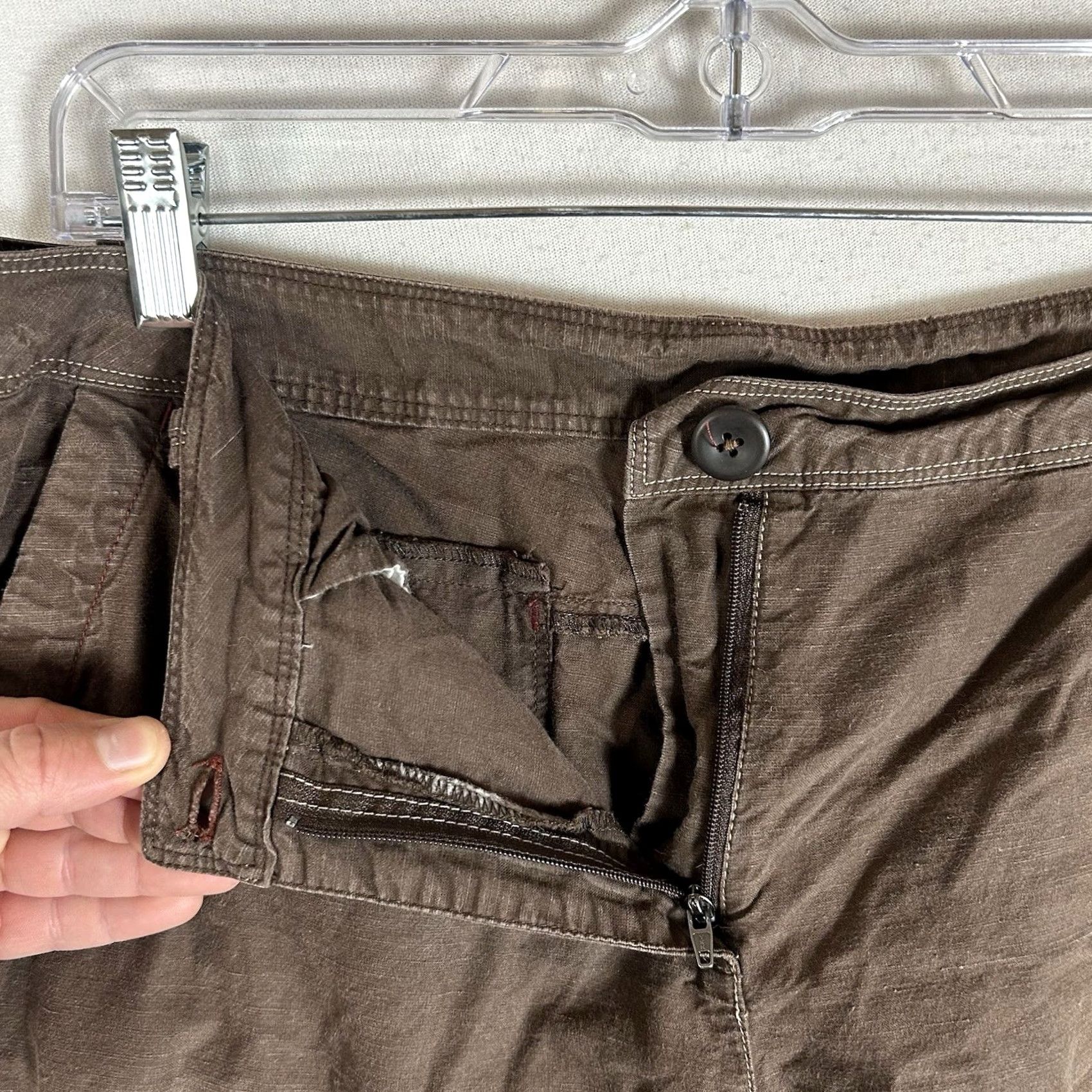 Marmot Marmot Capri Pants Women's 10 Hemp & Organic Cotton Fabric Draw String Hem Brown0 Size 32" / US 10 / IT 46 - 4 Thumbnail