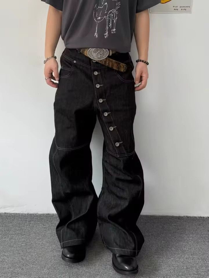 Jean Streetwear Punk Retro Straight Trendy Y2k Jeans Pants Size US 29 - 4 Thumbnail