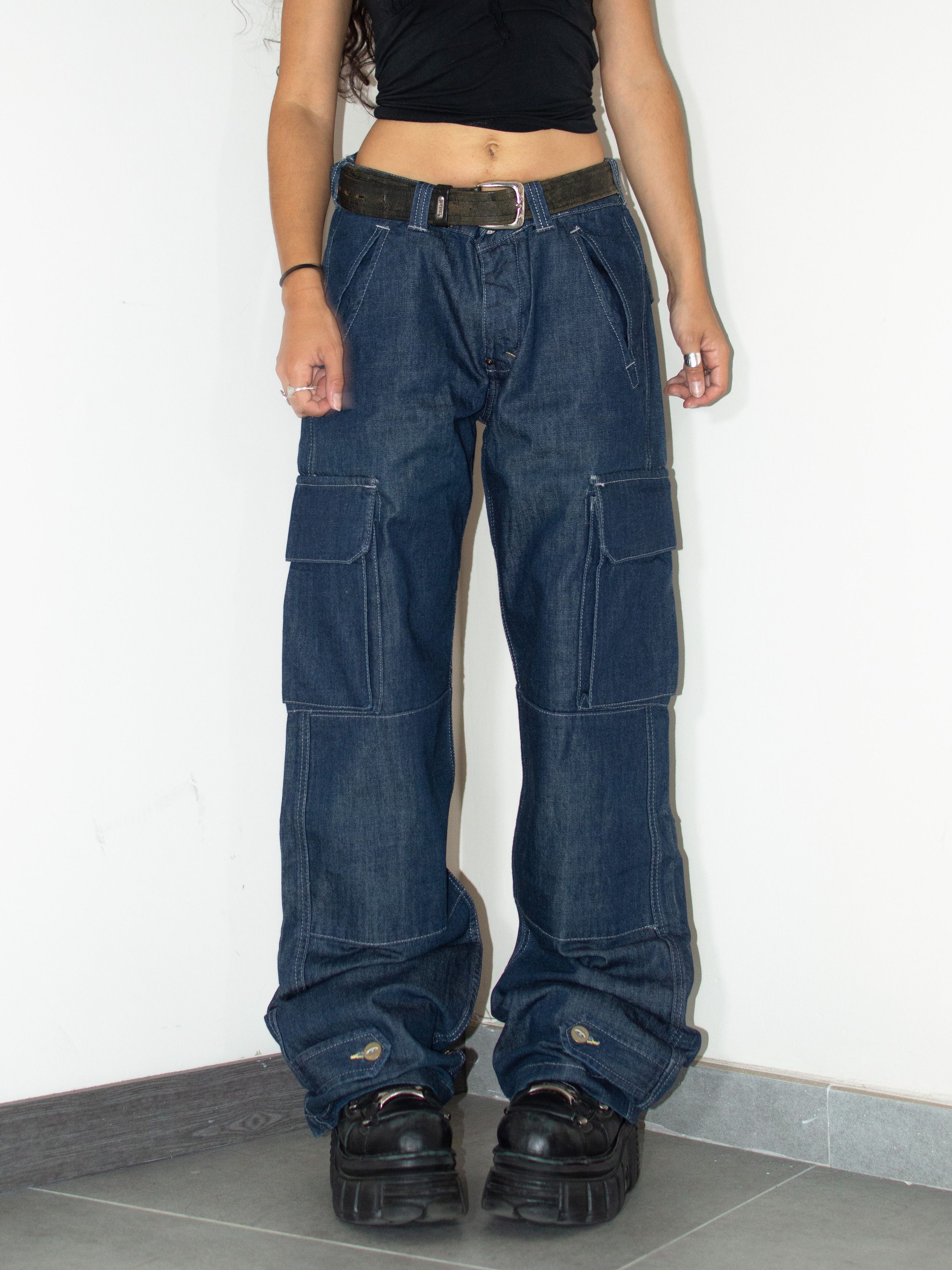 Lee Y2k Union Alls Lee Dark Blue Deadstock Baggy Tapered Jeans Size 32" / US 10 / IT 46 - 5 Thumbnail