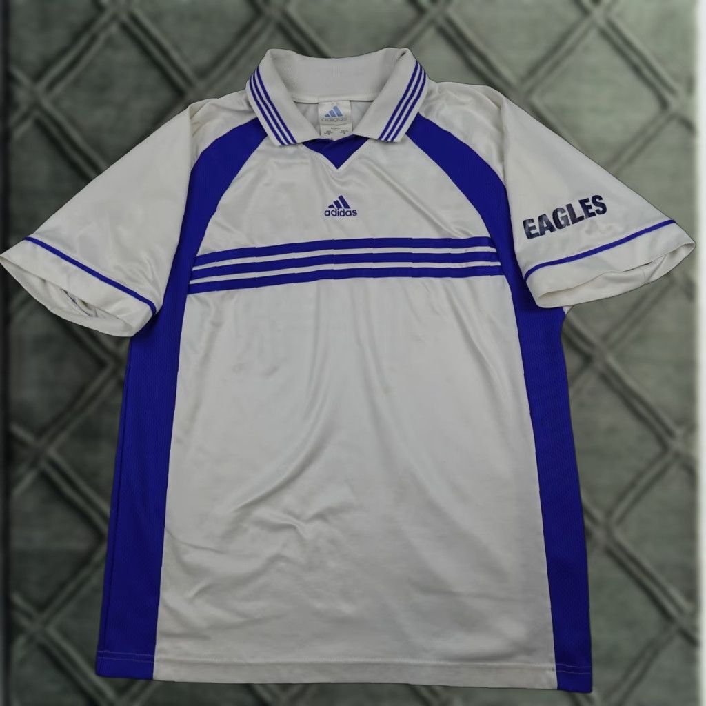Adidas VINTAGE Adidas Shirt Mens M White Polo Collar Eagles Made USA 90s Size US M / EU 48-50 / 2 - 1 Thumbnail