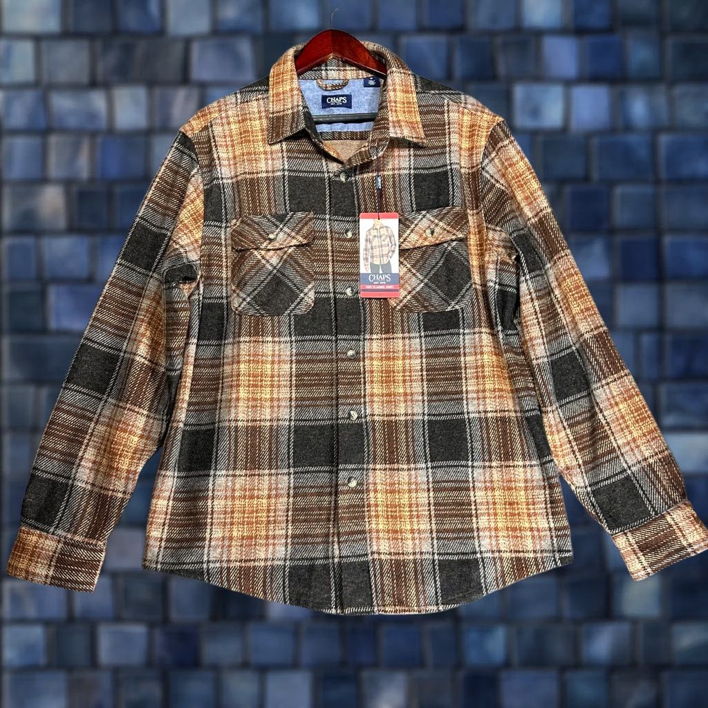 Chaps Chaps Shirt Mens M Button-Up Plaid Brown Flannel Pockets Regular Fit NEW Size US M / EU 48-50 / 2 - 1 Thumbnail